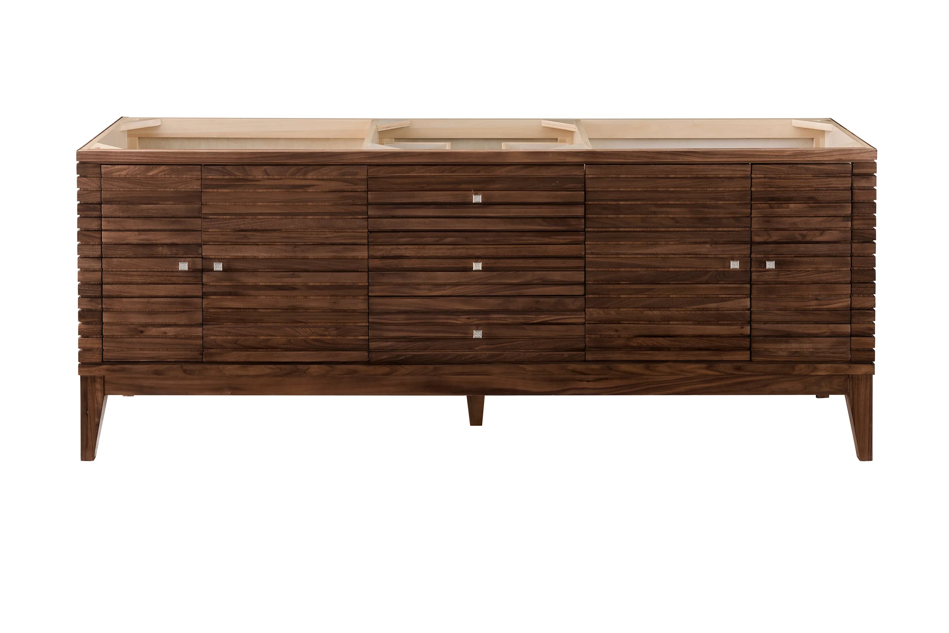 72" Linear Double Vanity in Mid-Century Walnut-Cabinet Only image