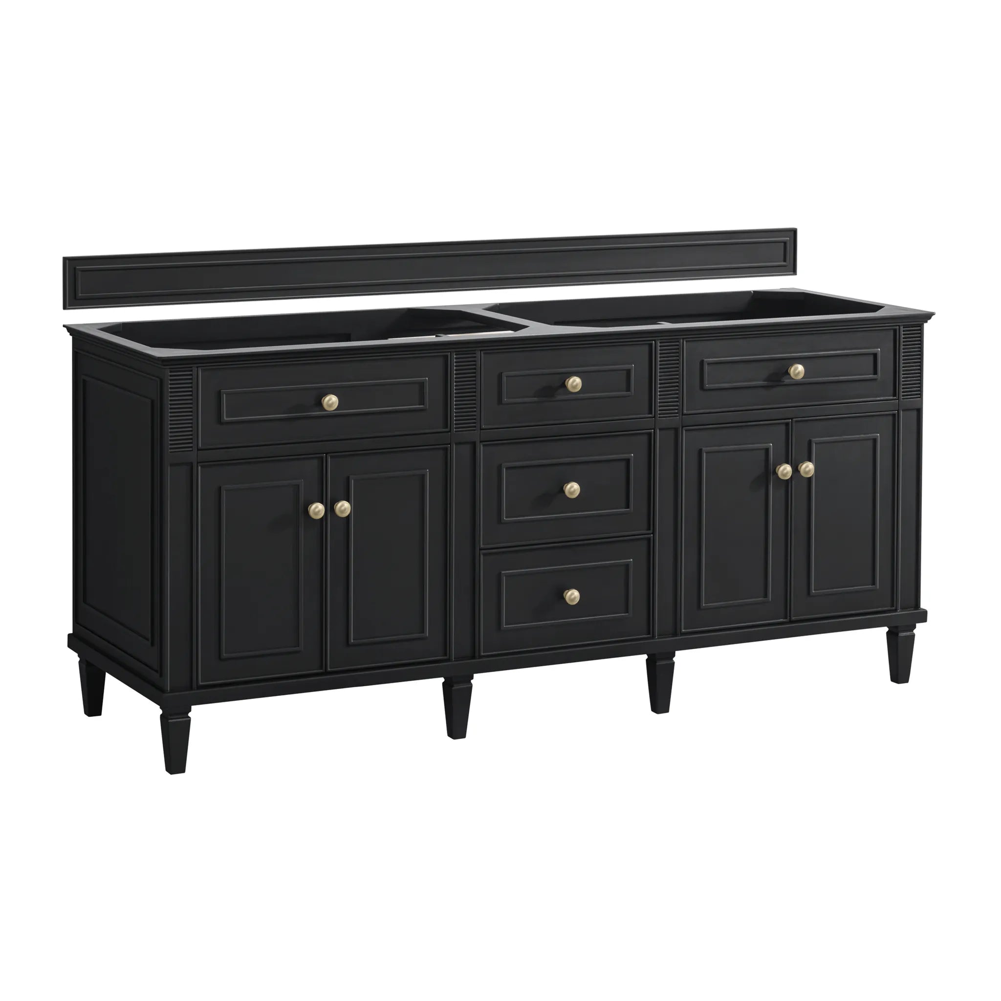 72" Lorelai Double Vanity Cabinet in Black Onyx w/ FreePower Wireless Charger image
