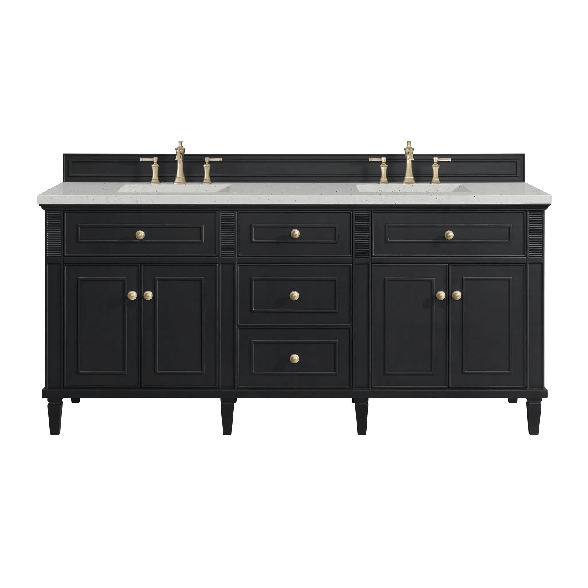 72" Lorelai Double Vanity in Black Onyx-Lime Delight Silestone-8" Widespread image