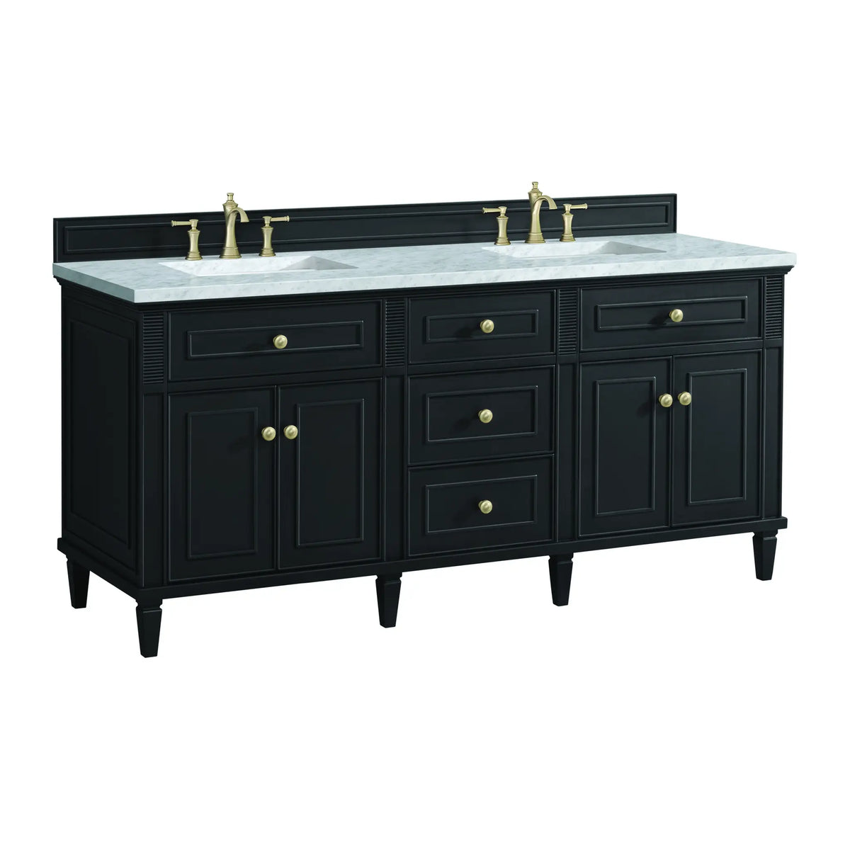 72 Lorelai Double Vanity In Black Onyx Standard Carrara White Marble 8 Widespread 10