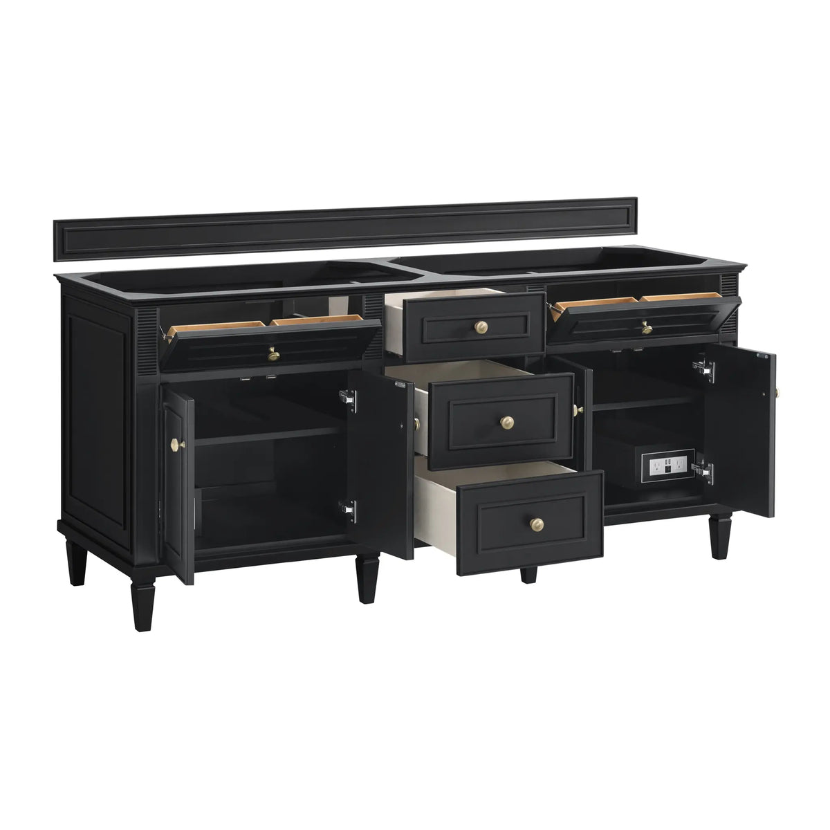 72 Lorelai Double Vanity In Black Onyx Standard Carrara White Marble 8 Widespread 8