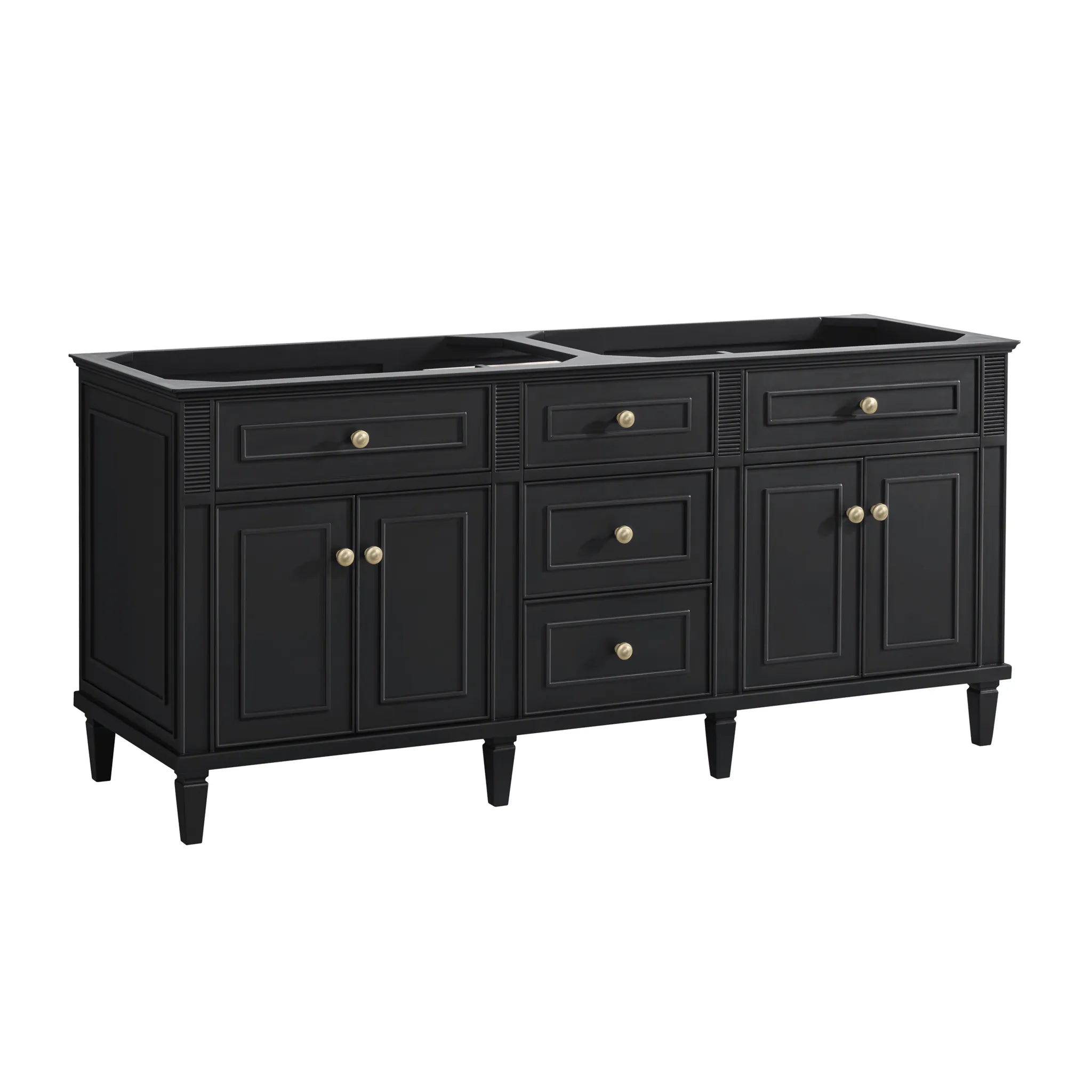 72" Lorelai Double Vanity in Black Onyx-White Zeus Silestone-8" Widespread image 1
