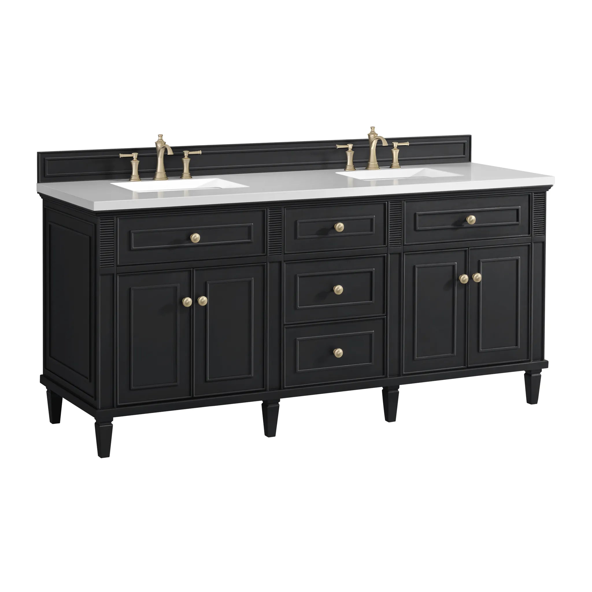72" Lorelai Double Vanity in Black Onyx-White Zeus Silestone-8" Widespread image 11
