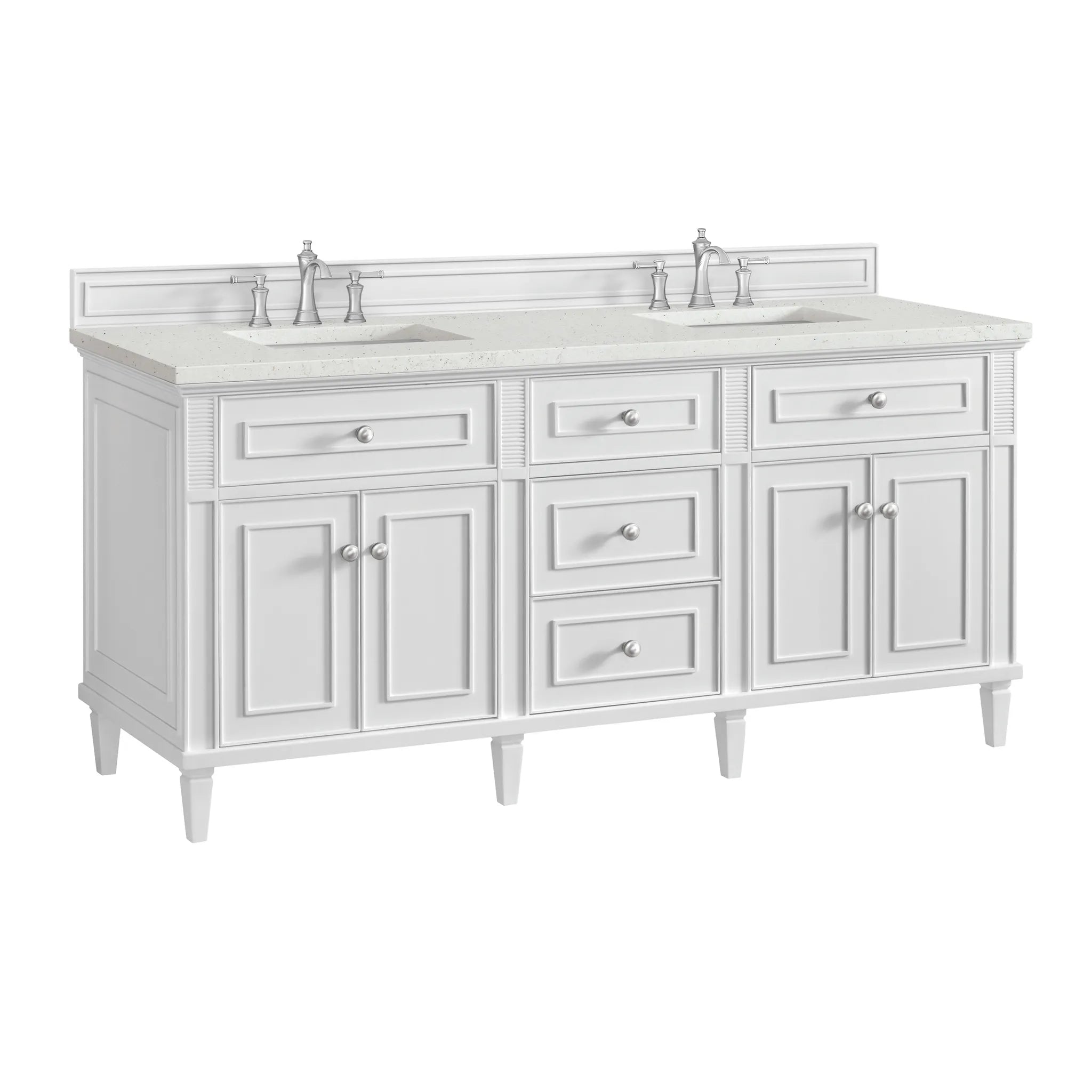 72" Lorelai Double Vanity in Bright White-Lime Delight Silestone-8" Widespread image 9