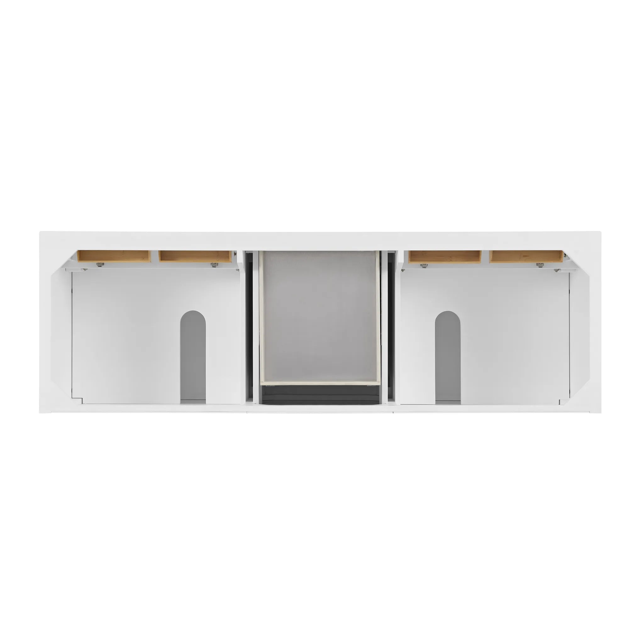 72" Lorelai Double Vanity in Bright White w/FreePower Wireless Charger-Ethereal Noctis Silestone-8" Widespread image 8