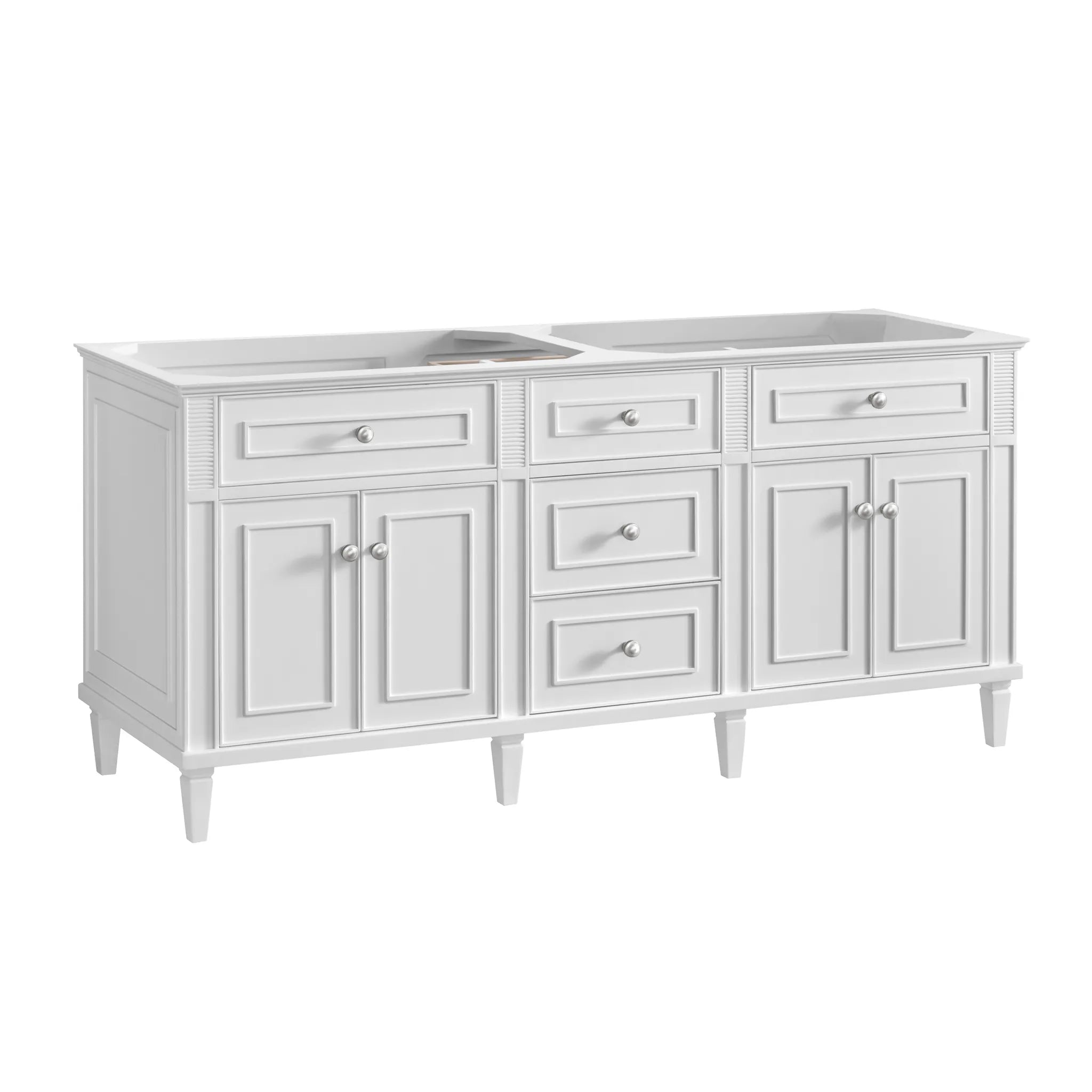 72" Lorelai Double Vanity in Bright White-White Zeus Silestone-8" Widespread image 1