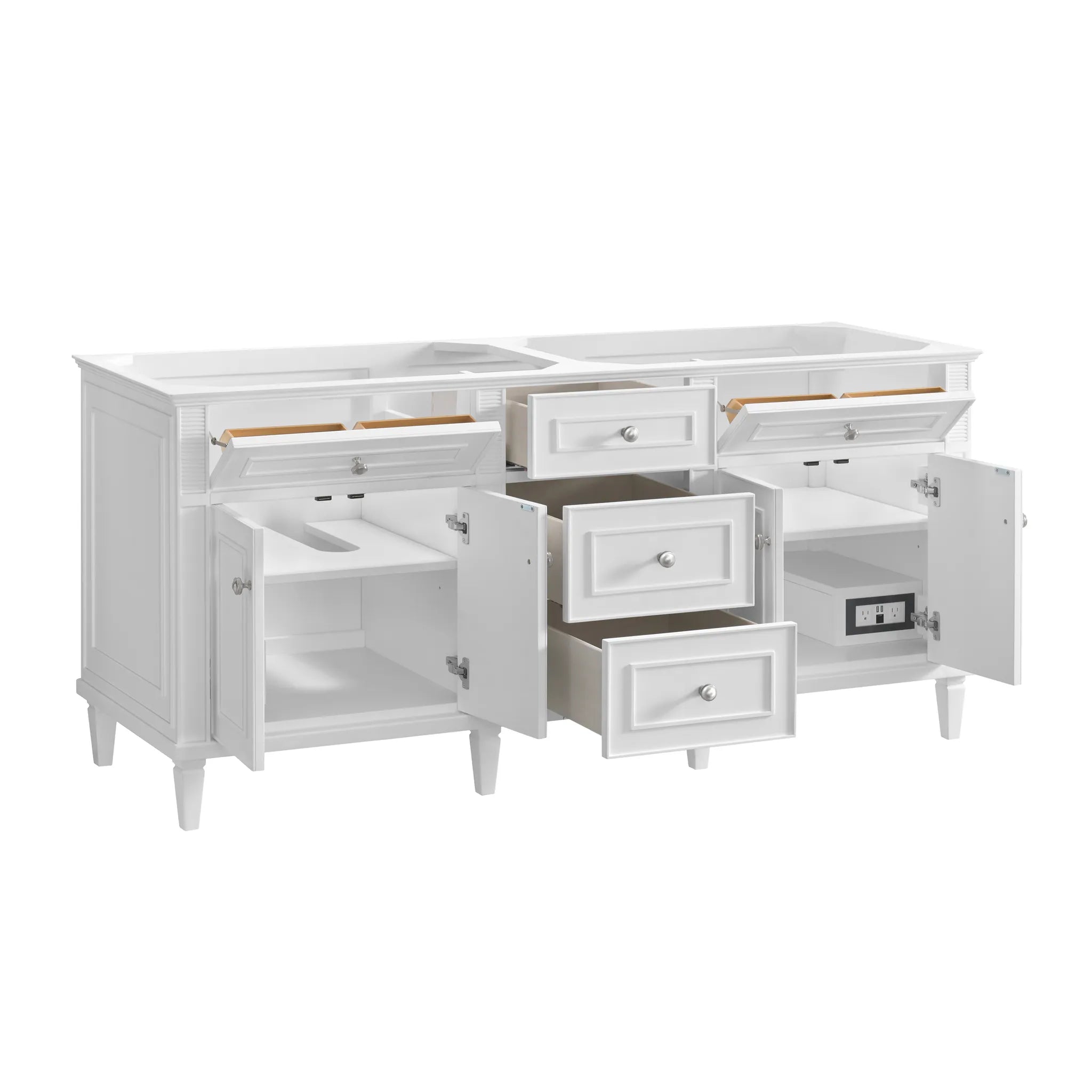 72" Lorelai Double Vanity in Bright White-White Zeus Silestone-8" Widespread image 10