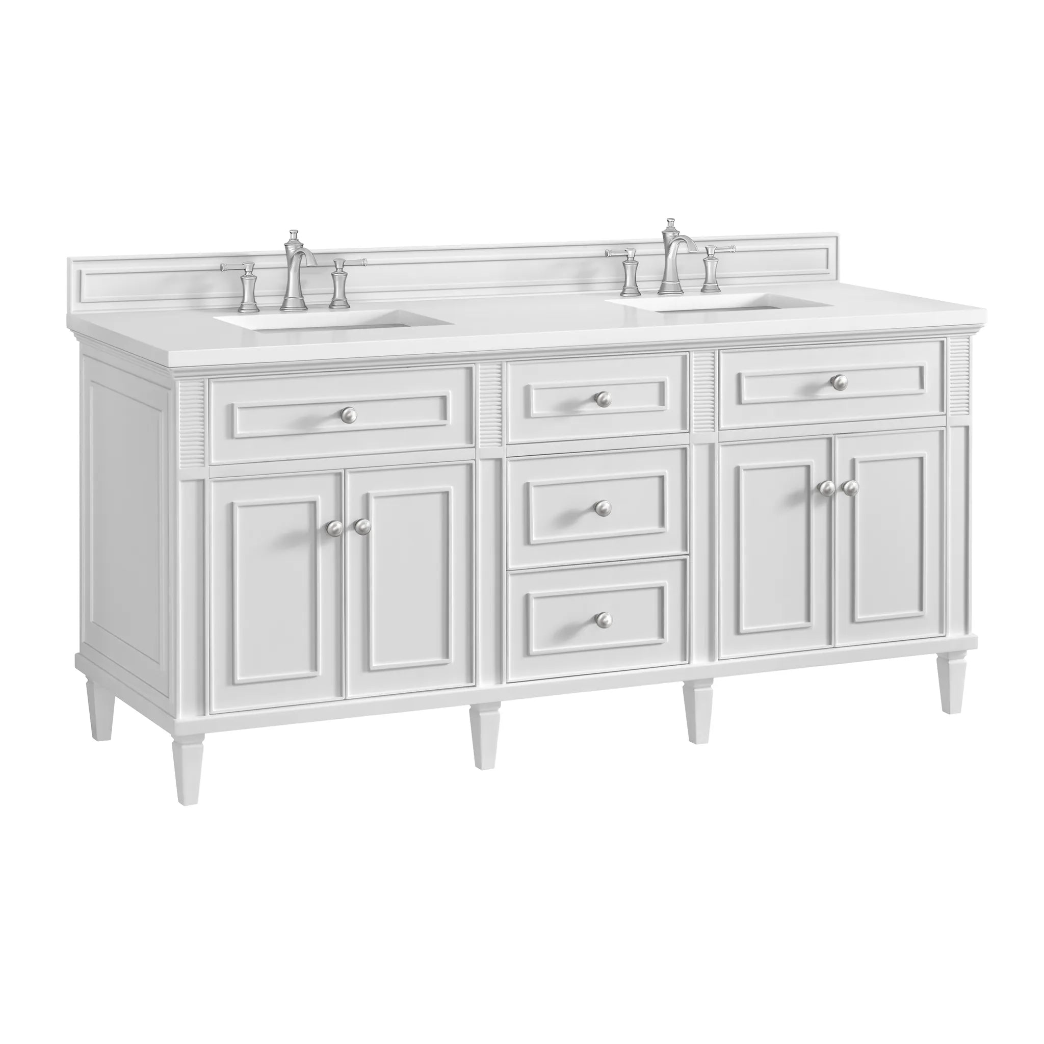 72" Lorelai Double Vanity in Bright White-White Zeus Silestone-8" Widespread image 12