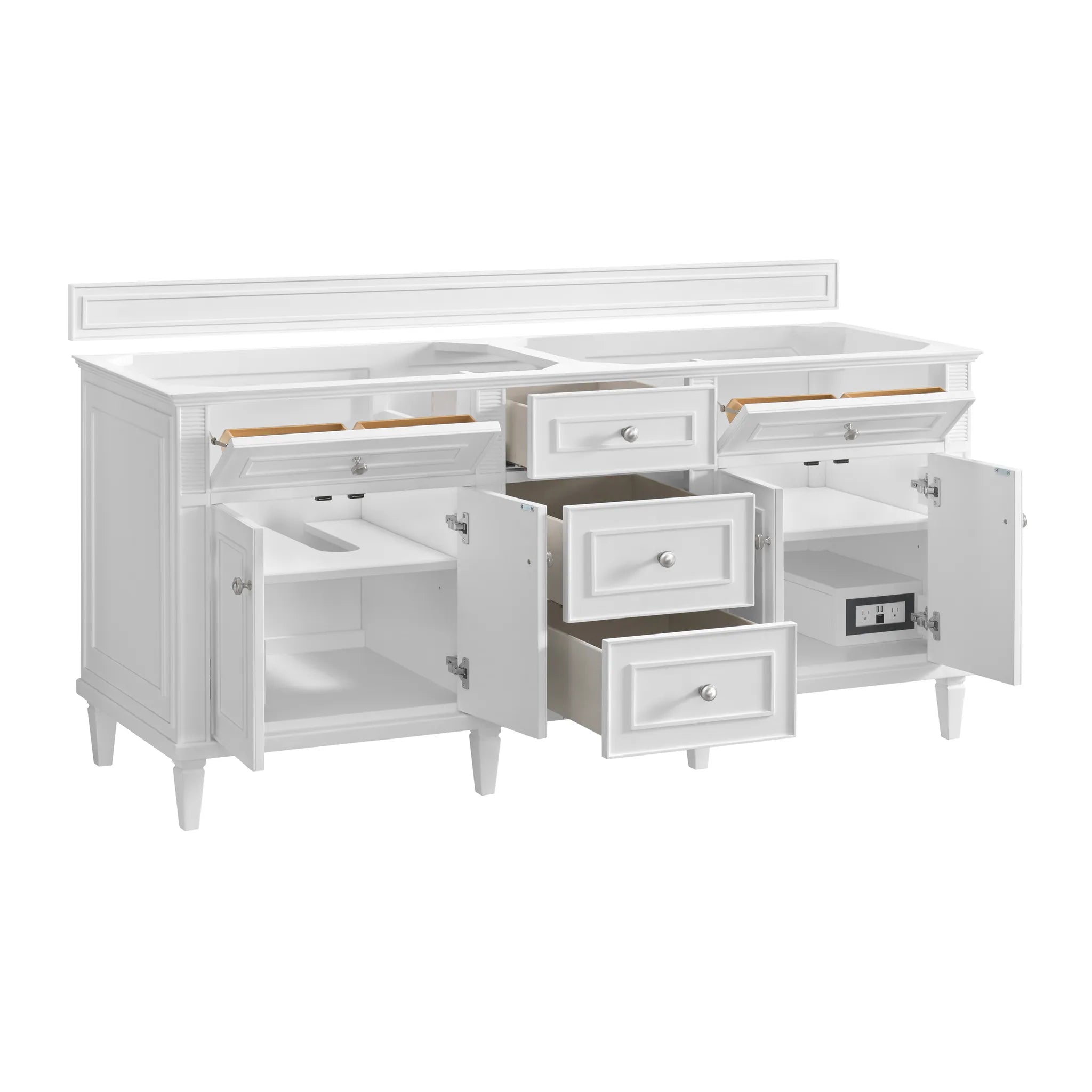 72" Lorelai Double Vanity in Bright White Wireless Charger-Eternal Jasmine Pearl Silestone-8" Widespread image 10