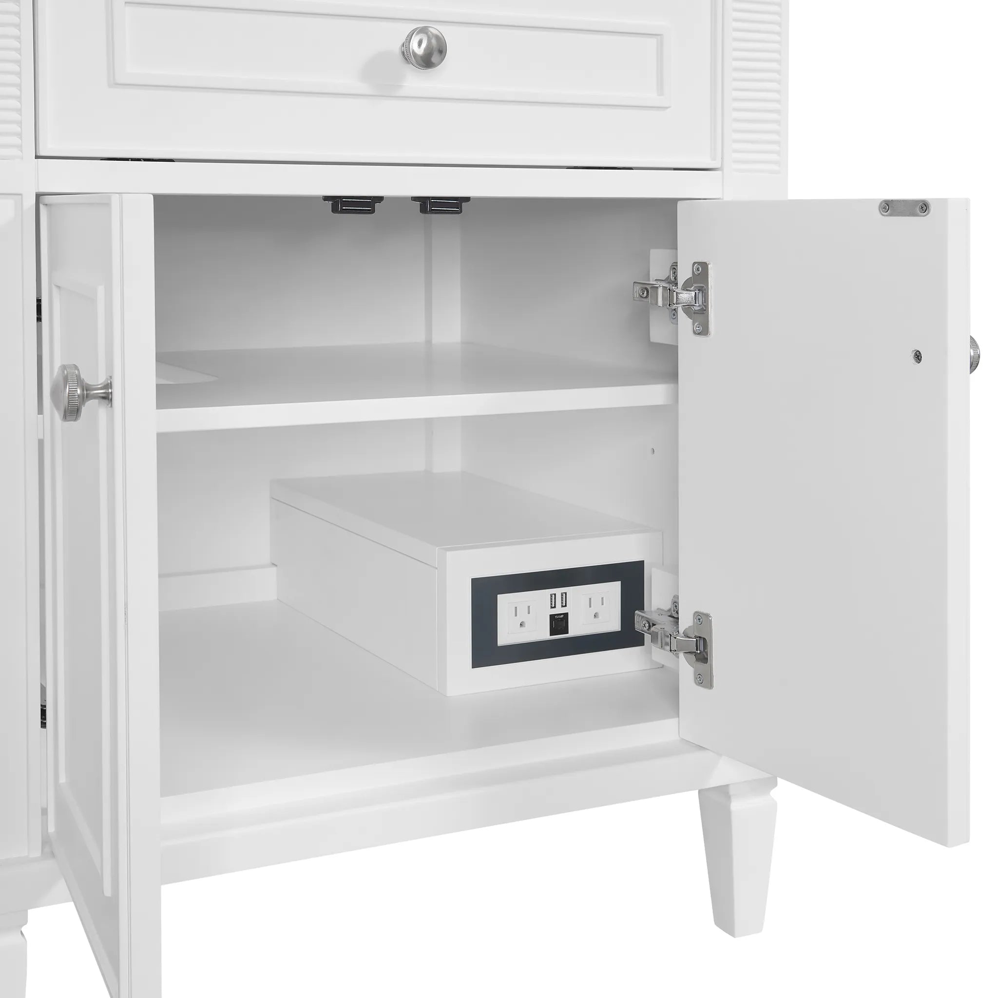 72" Lorelai Double Vanity in Bright White Wireless Charger-Eternal Jasmine Pearl Silestone-8" Widespread image 14