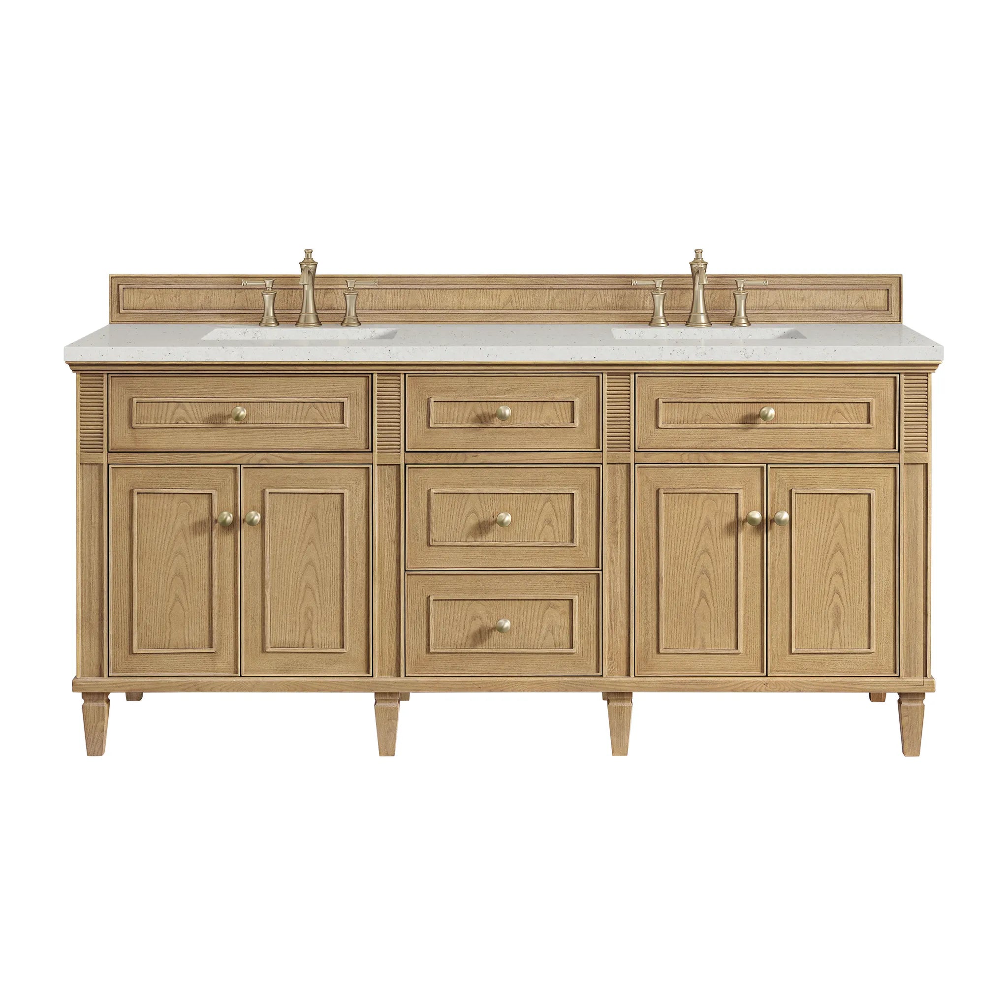 72" Lorelai Double Vanity in Light Natural Oak-Lime Delight Silestone-8" Widespread image