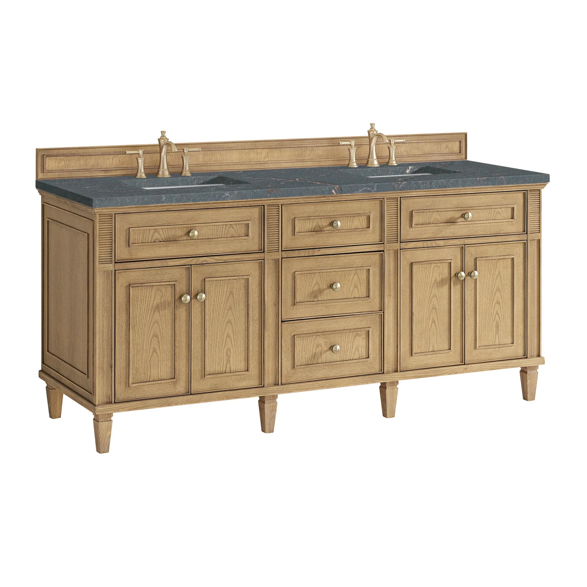 72" Lorelai Double Vanity in Light Natural Oak-Parisien Bleu Silestone-8" Widespread image 9