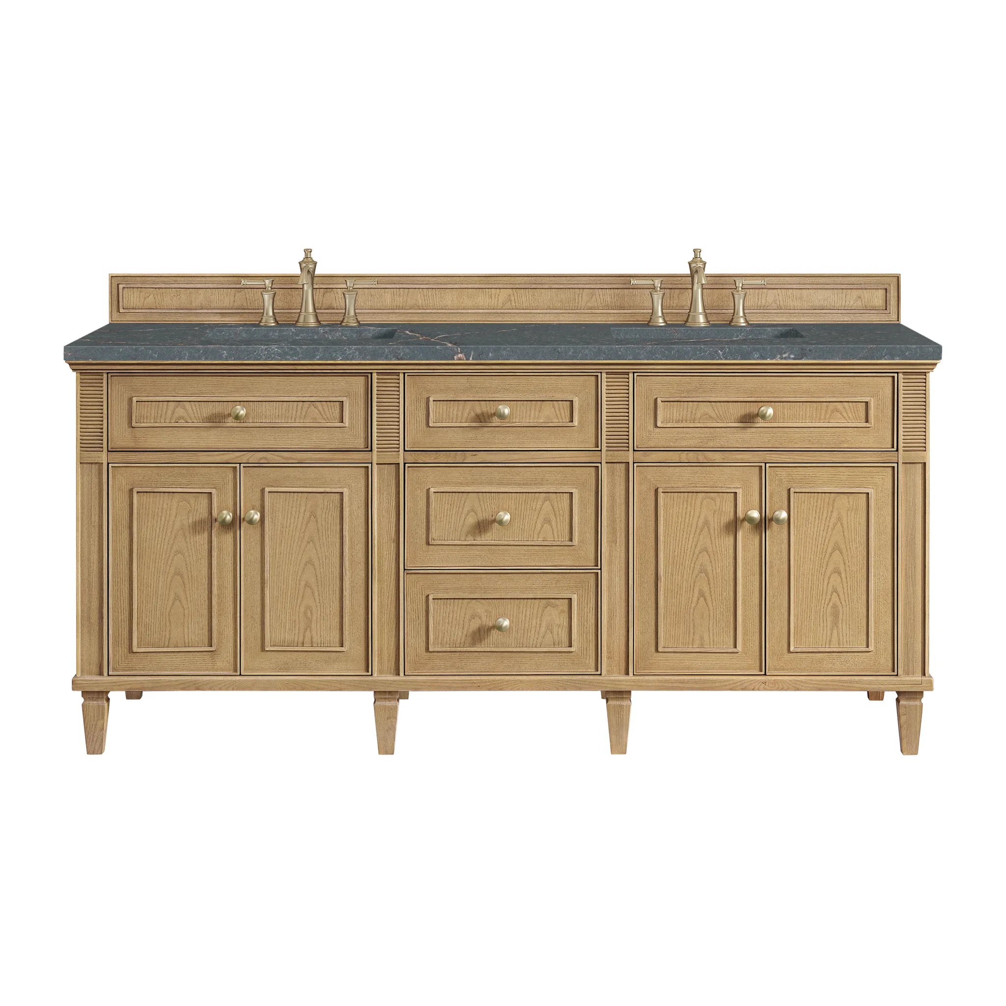72" Lorelai Double Vanity in Light Natural Oak-Parisien Bleu Silestone-8" Widespread image