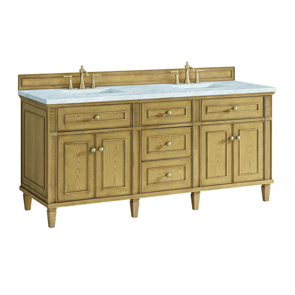 72 Lorelai Double Vanity In Light Natural Oak Standard Carrara White Marble 8 Widespread 10