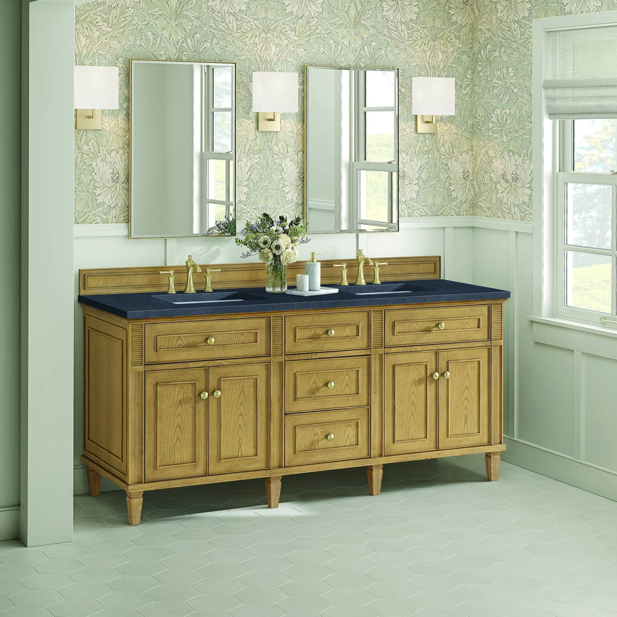72 Lorelai Double Vanity In Light Natural Oak Standard Charcoal Soapstone Silestone 8 Widespread 4