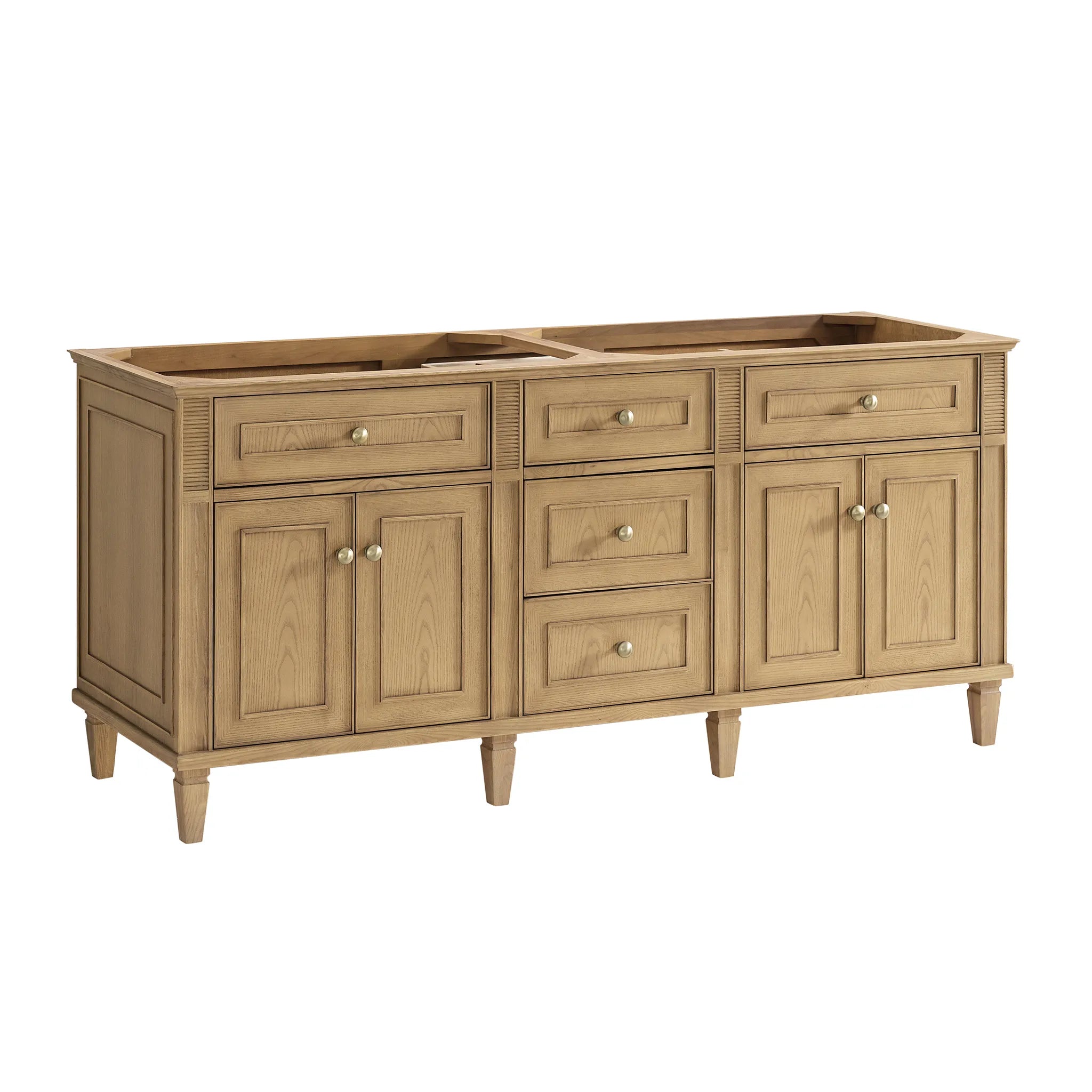 72" Lorelai Double Vanity in Light Natural Oak-White Zeus Silestone-8" Widespread image 1