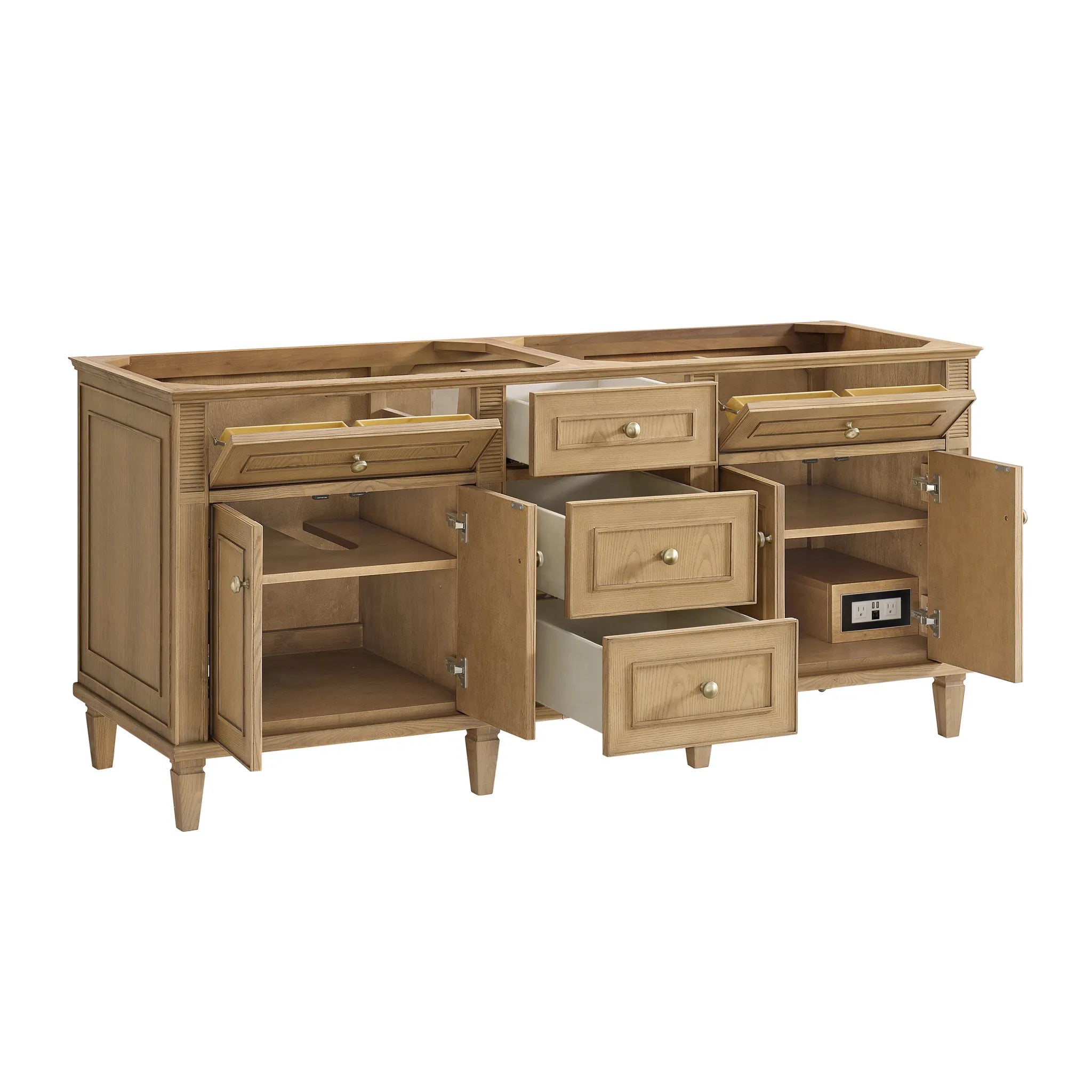 72" Lorelai Double Vanity in Light Natural Oak-White Zeus Silestone-8" Widespread image 10