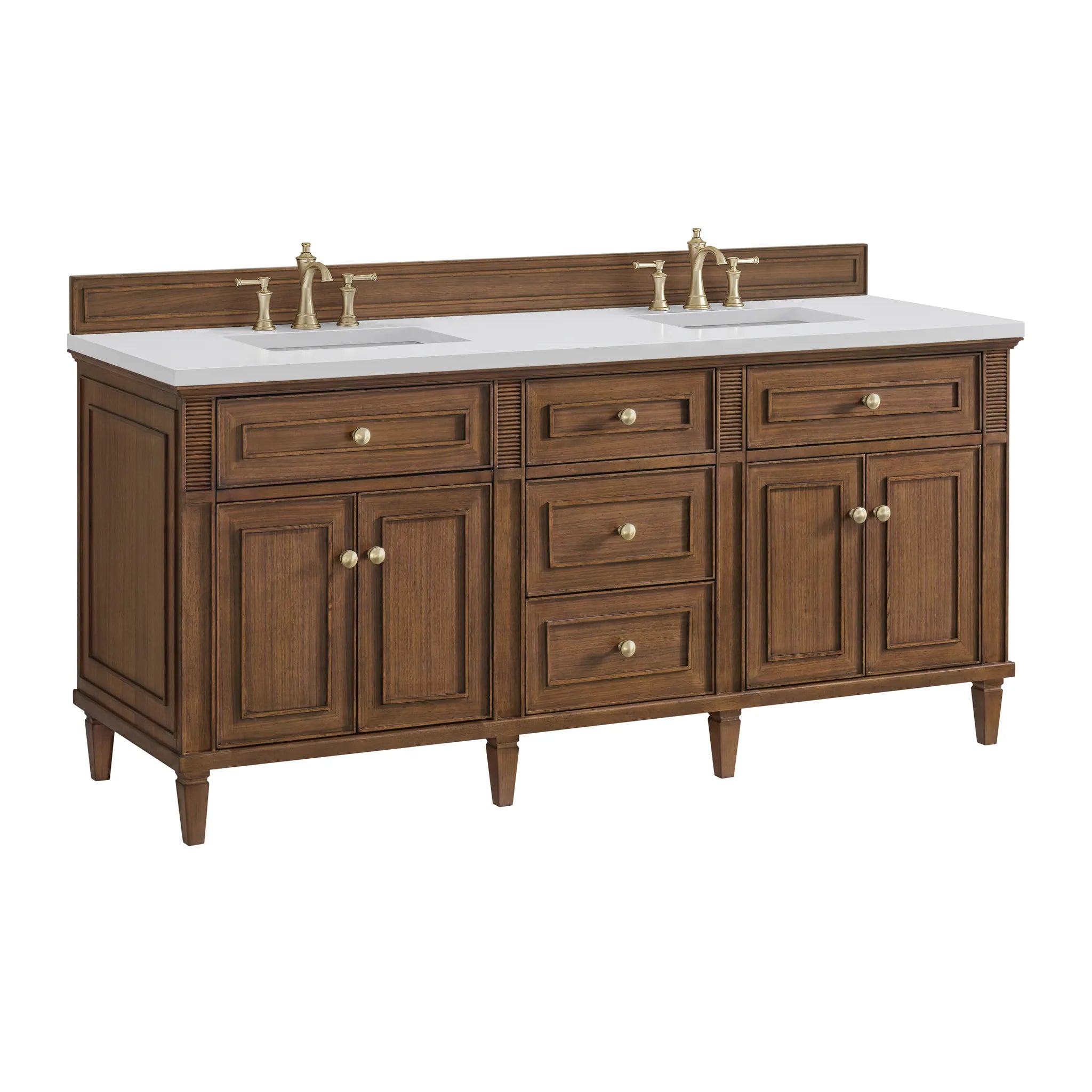 72" Lorelai Double Vanity in Mid-Century Walnut w/FreePower Wireless Charger-Cabinet Only-Not Available image 4
