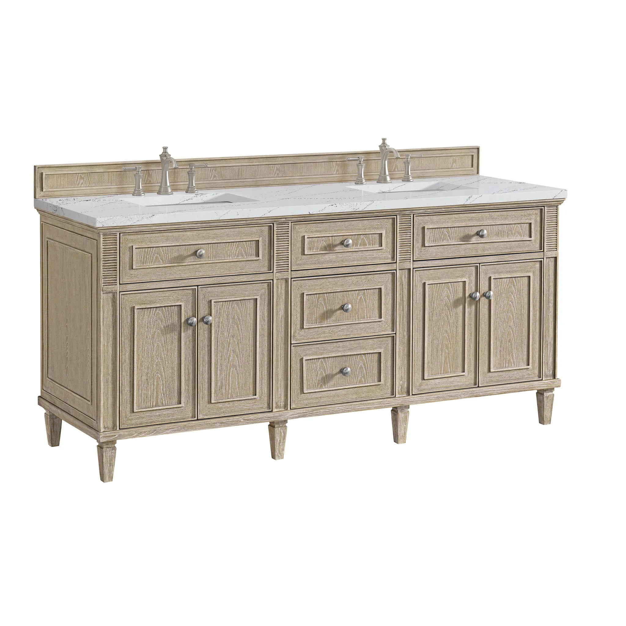 72" Lorelai Double Vanity in Whitewashed Oak-Ethereal Noctis Silestone-8" Widespread image 9