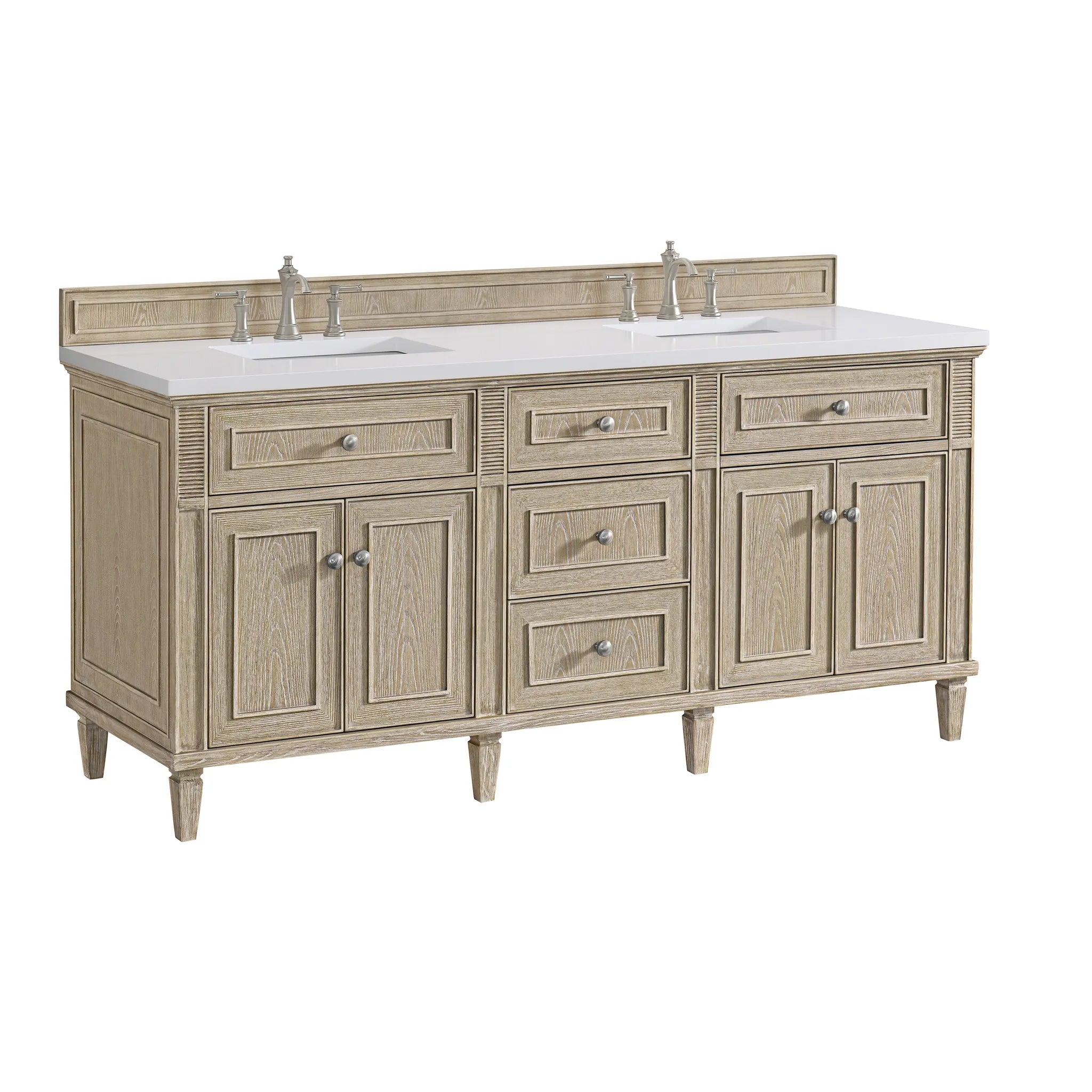 72" Lorelai Double Vanity in Whitewashed Oak w/FreePower Wireless Charger-Cabinet Only-Not Available image 4