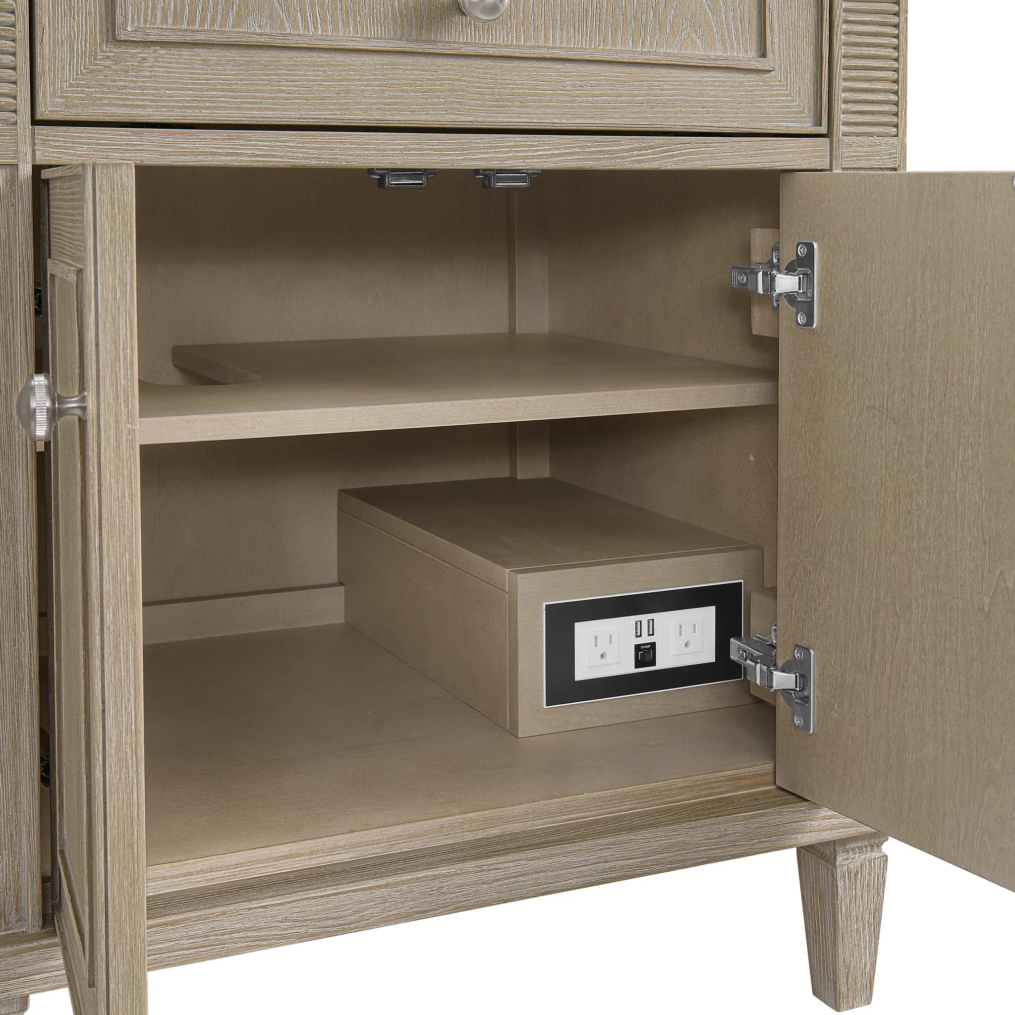 72" Lorelai Double Vanity in Whitewashed Oak w/FreePower Wireless Charger-Cabinet Only-Not Available image 6