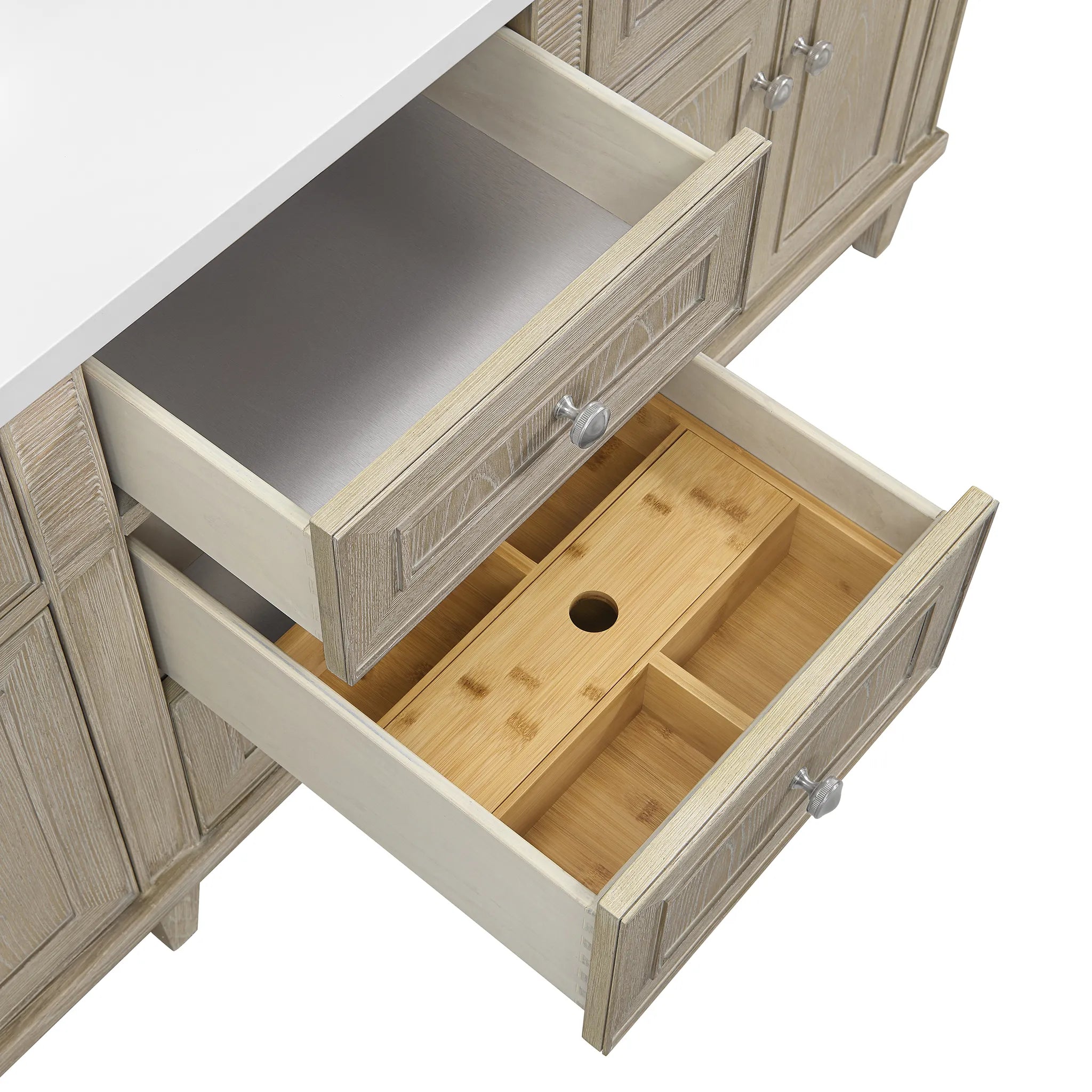 72" Lorelai Double Vanity in Whitewashed Oak w/FreePower Wireless Charger-Cabinet Only-Not Available image 7