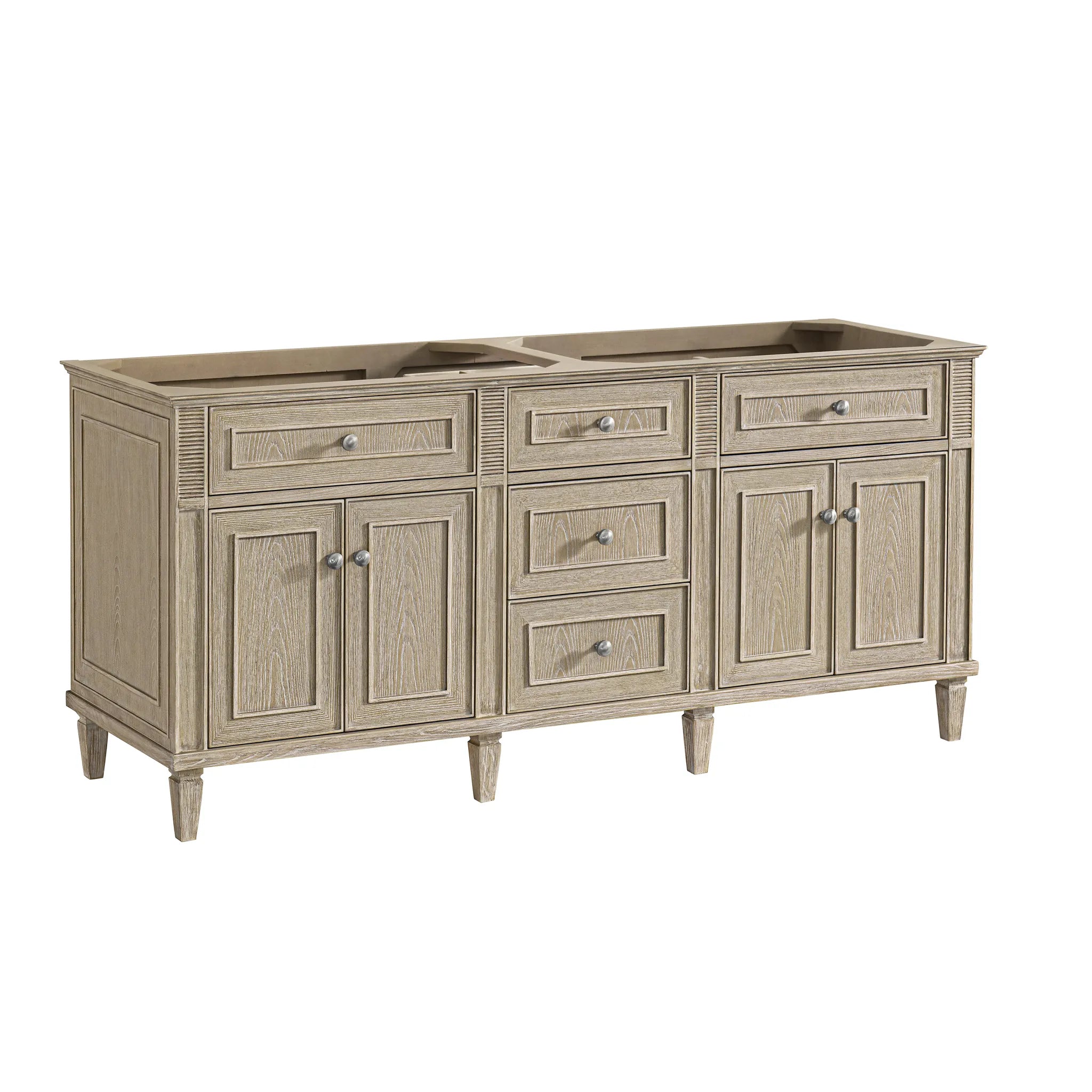 72" Lorelai Double Vanity in Whitewashed Oak-White Zeus Silestone-8" Widespread image 1