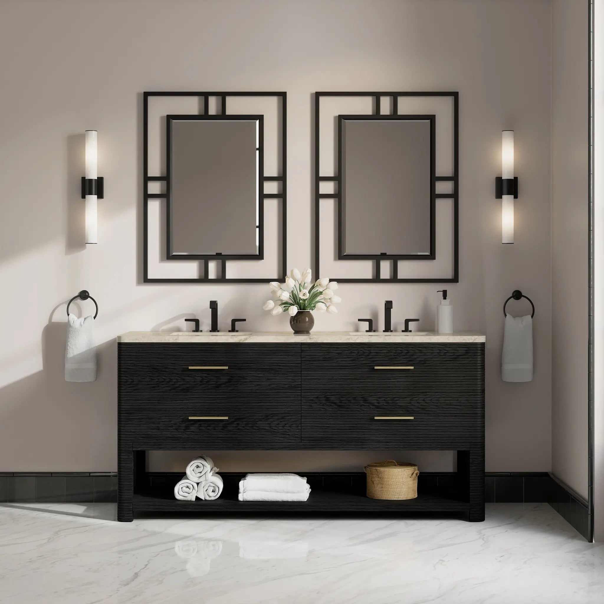 72 Lucian Double Vanity In Carbon Oak Power Enabled Tajnar Eclos 8 Widespread 4