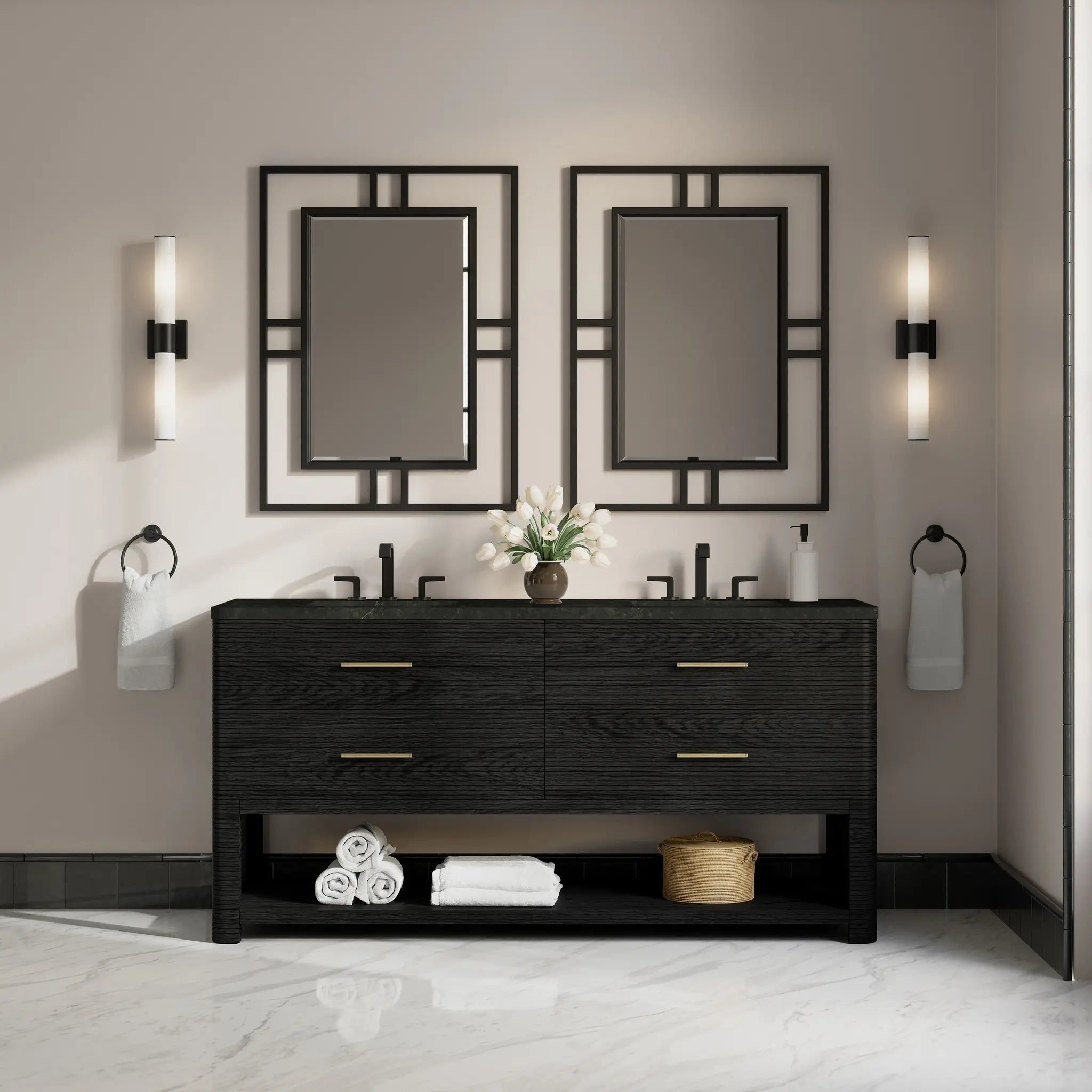 72 Lucian Double Vanity In Carbon Oak Standard Phantome Eclos 8 Widespread 2