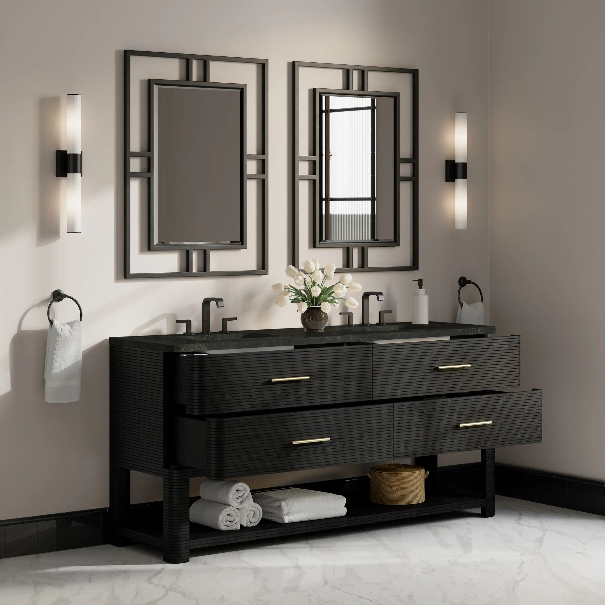 72 Lucian Double Vanity In Carbon Oak Standard Phantome Eclos 8 Widespread 4
