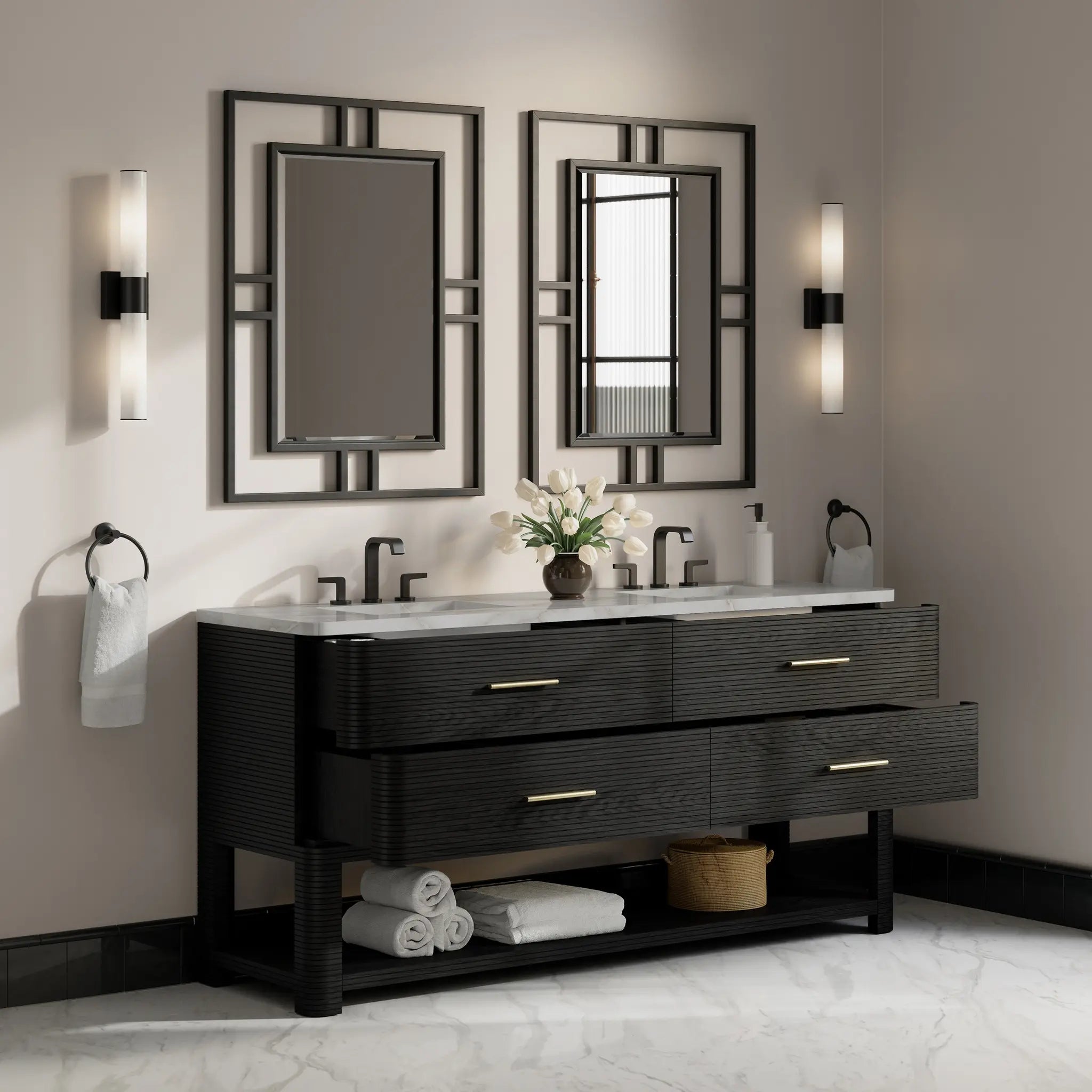 72 Lucian Double Vanity In Carbon Oak Standard Victorian Silver Silestone 8 Widespread 4