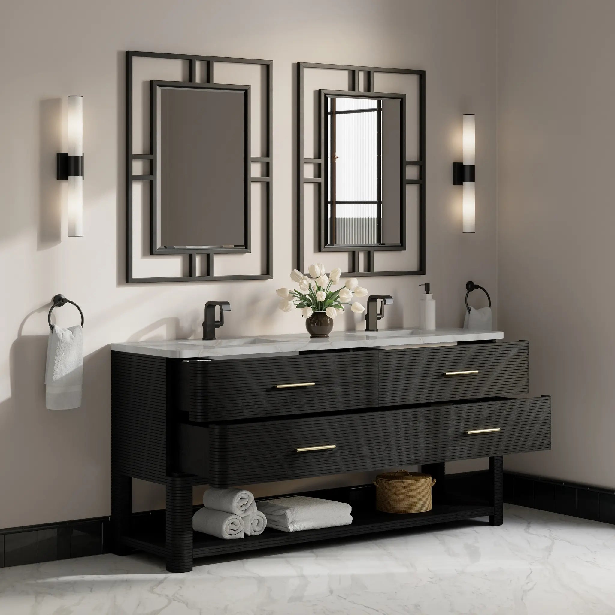 72 Lucian Double Vanity In Carbon Oak Standard Victorian Silver Silestone Single Hole 5