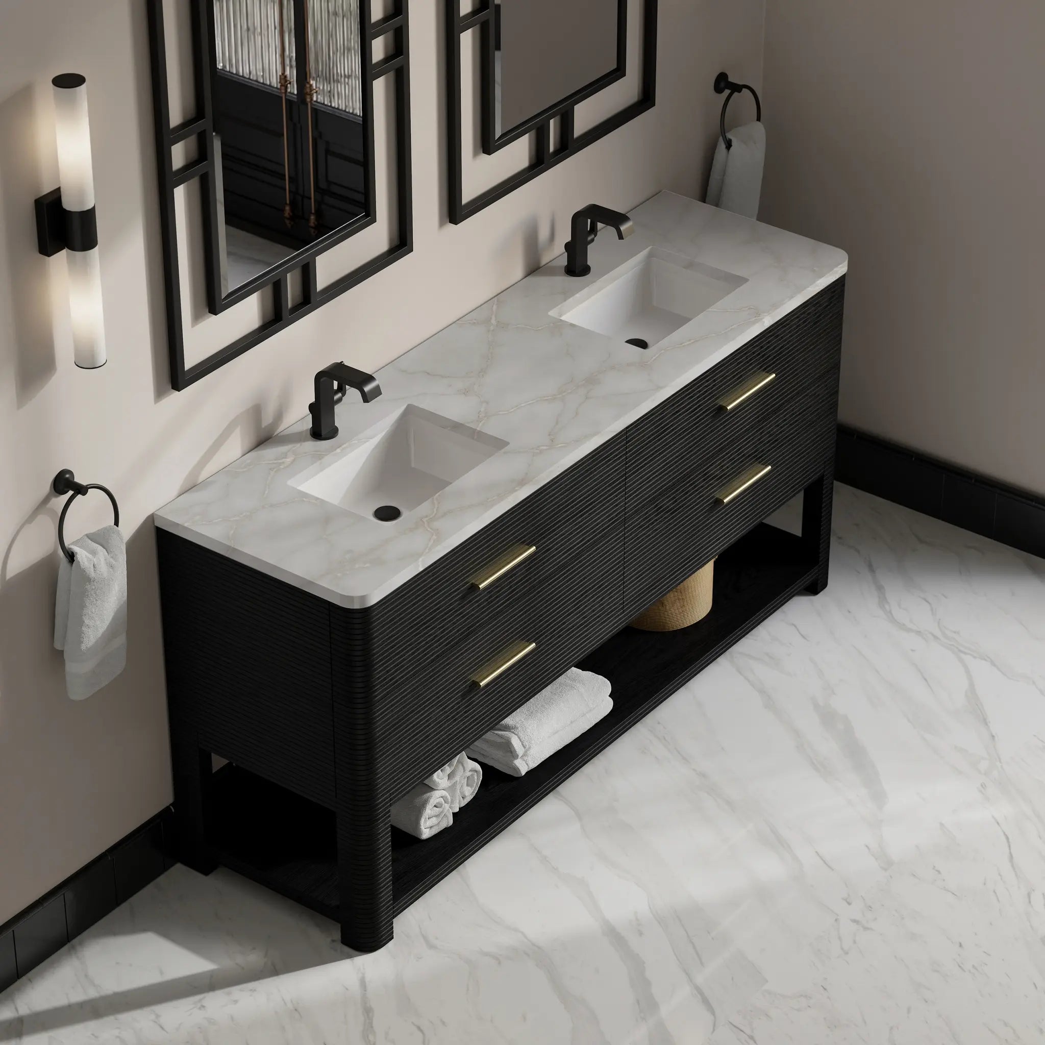 72 Lucian Double Vanity In Carbon Oak Standard Victorian Silver Silestone Single Hole 7