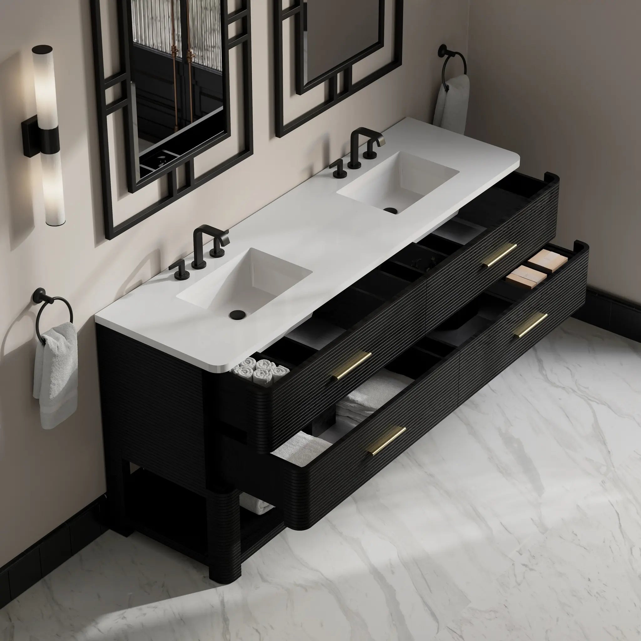 72 Lucian Double Vanity In Carbon Oak Standard White Zeus Silestone 8 Widespread 11
