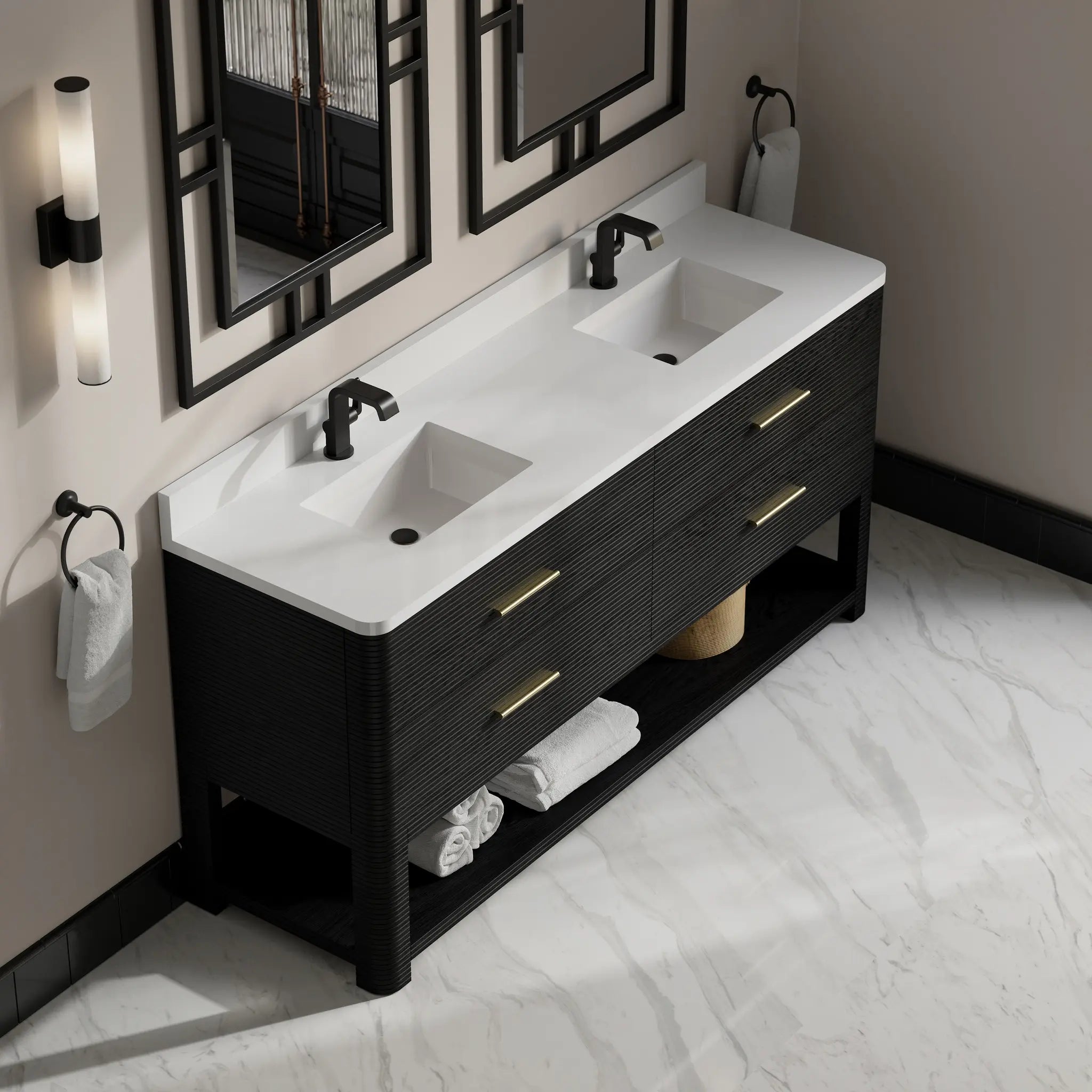 72 Lucian Double Vanity In Carbon Oak Standard White Zeus Silestone Single Hole 11