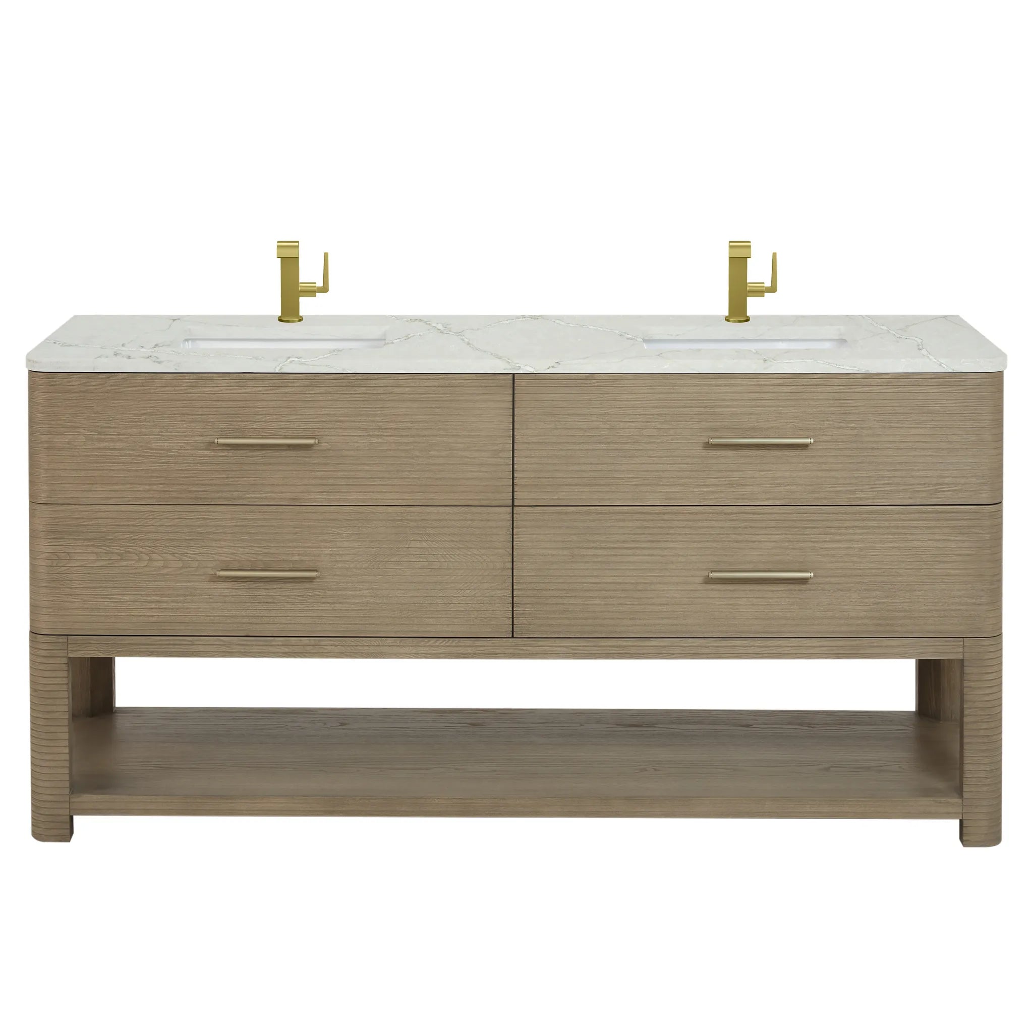 72" Lucian Double Vanity in Pebble Oak-Victorian Silver Silestone-Single Hole image