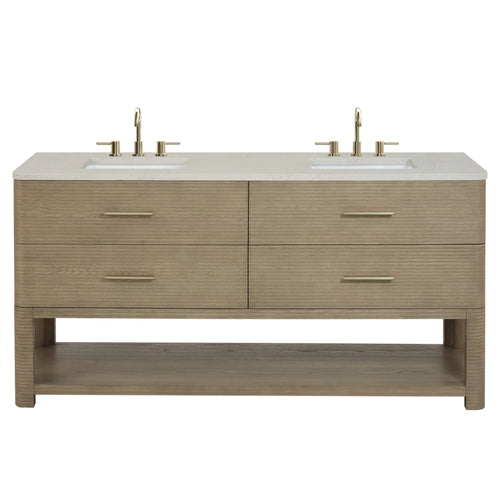 72" Lucian Double Vanity in Pebble Oak w/FreePower Wireless Charger by James Martin Vanities