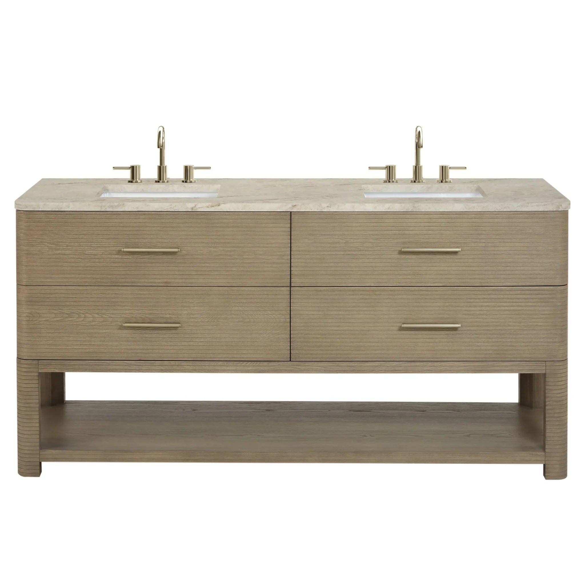 72" Lucian Double Vanity in Pebble Oak by James Martin Vanities
