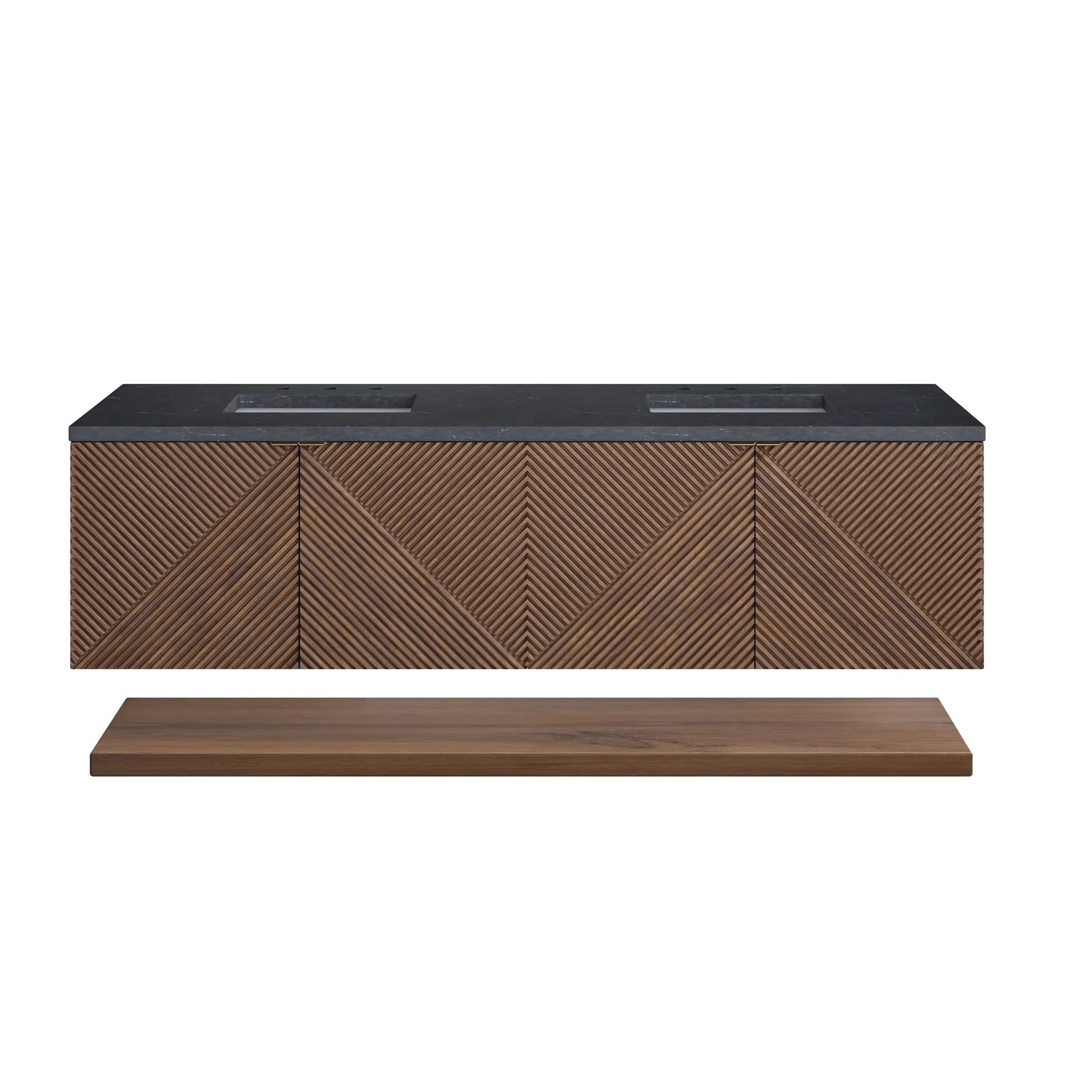 72" Marcello Double Vanity in Chestnut-Charcoal Soapstone Silestone-8" Widespread image