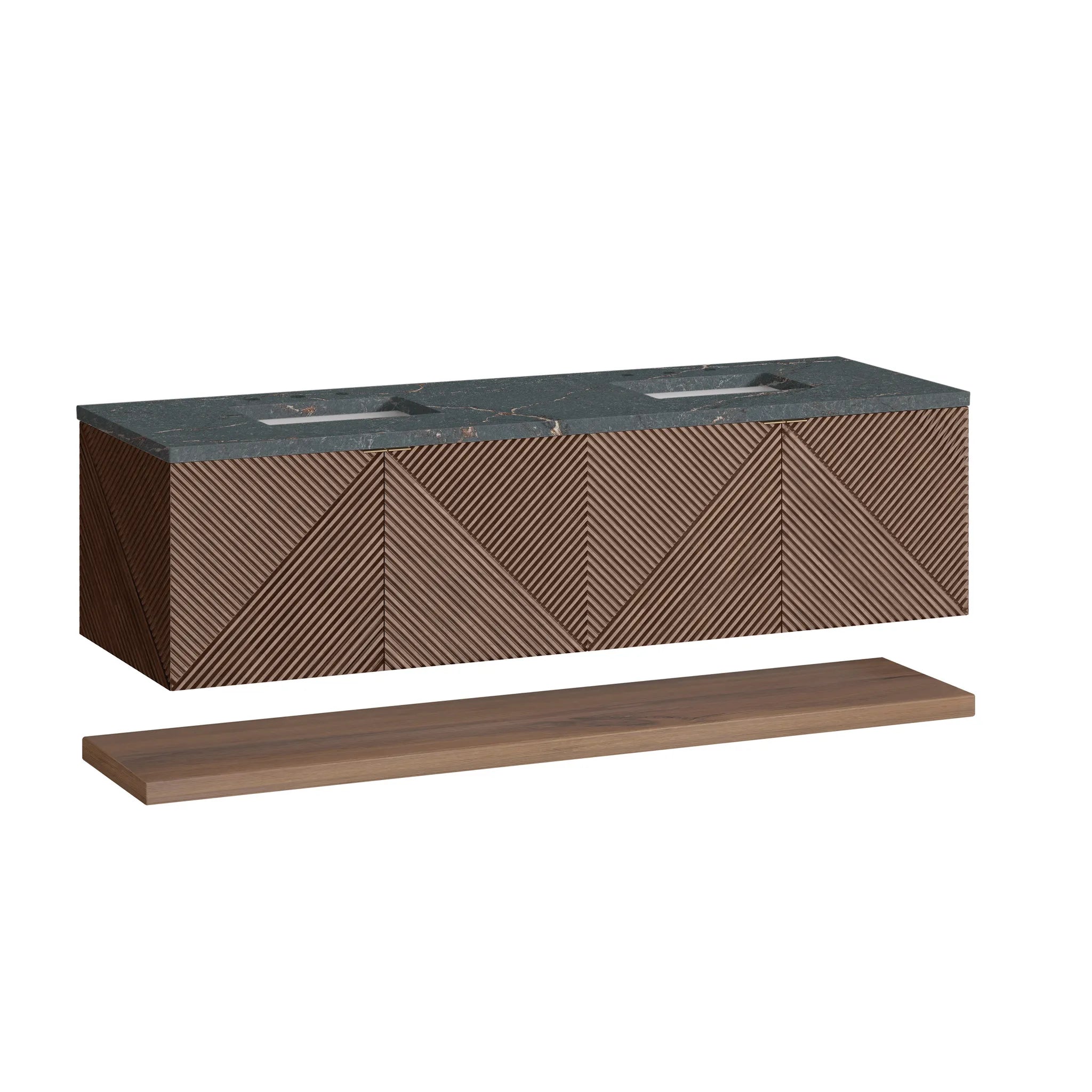 72" Marcello Double Vanity in Chestnut w/FreePower Wireless Charger-Parisien Bleu Silestone-8" Widespread image 8