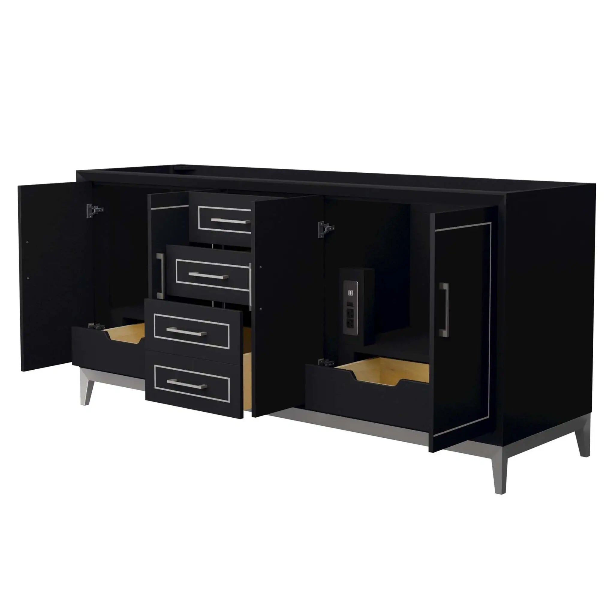 72" Marlena Double Bathroom Vanity in Black with Brushed Nickel Trim by Wyndham