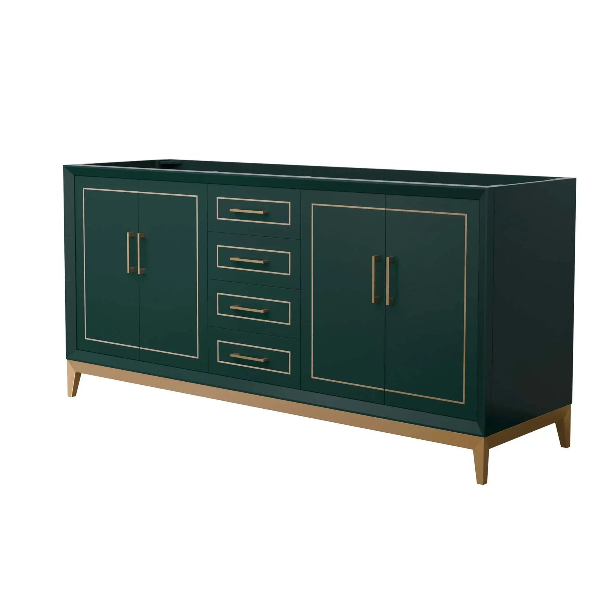 72" Marlena Double Bathroom Vanity in Green with Satin Bronze Trim by Wyndham
