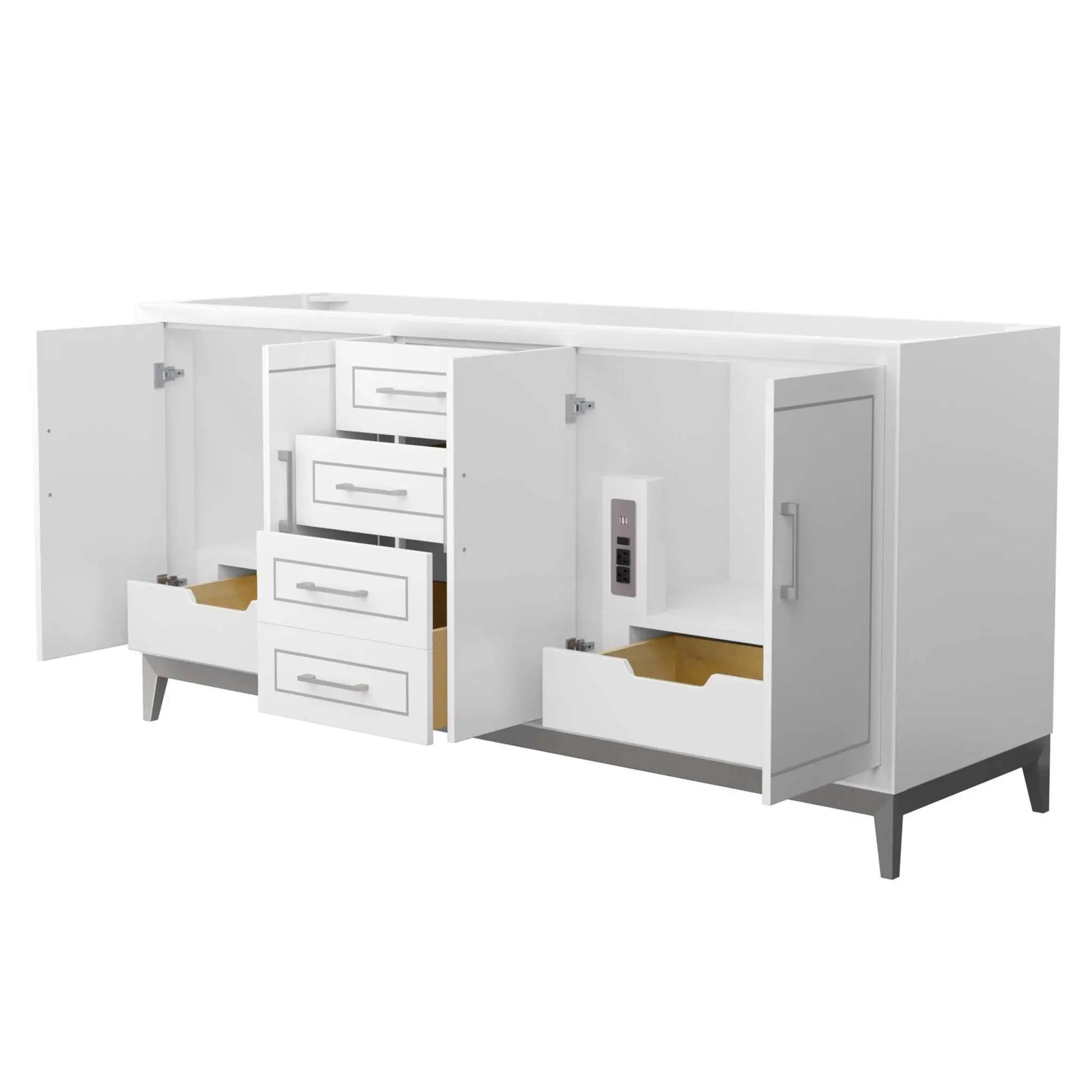 72" Marlena Double Bathroom Vanity in White with Brushed Nickel Trim by Wyndham