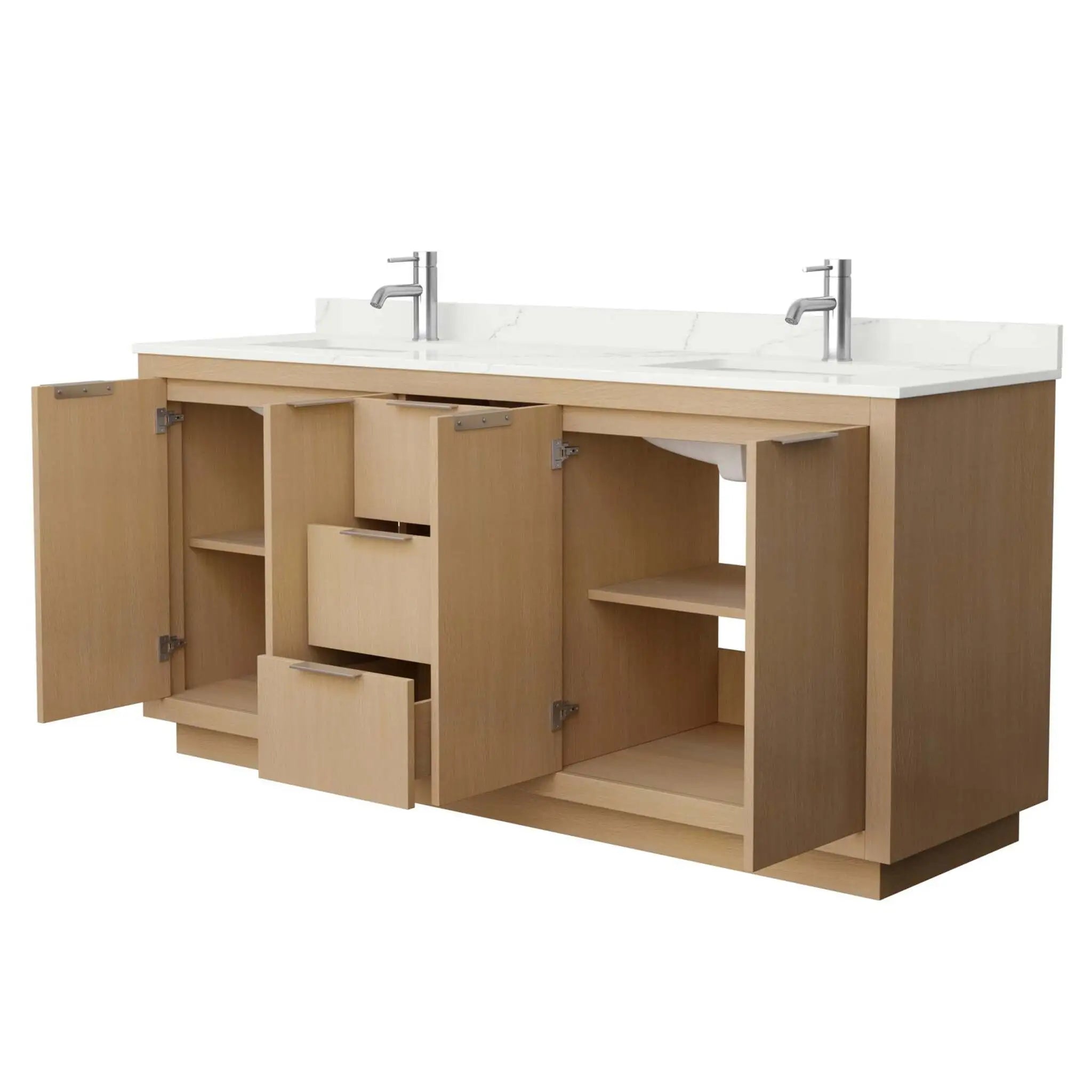 72" Maroni Double Bathroom Vanity in Light Straw with Brushed Nickel Trim by Wyndham