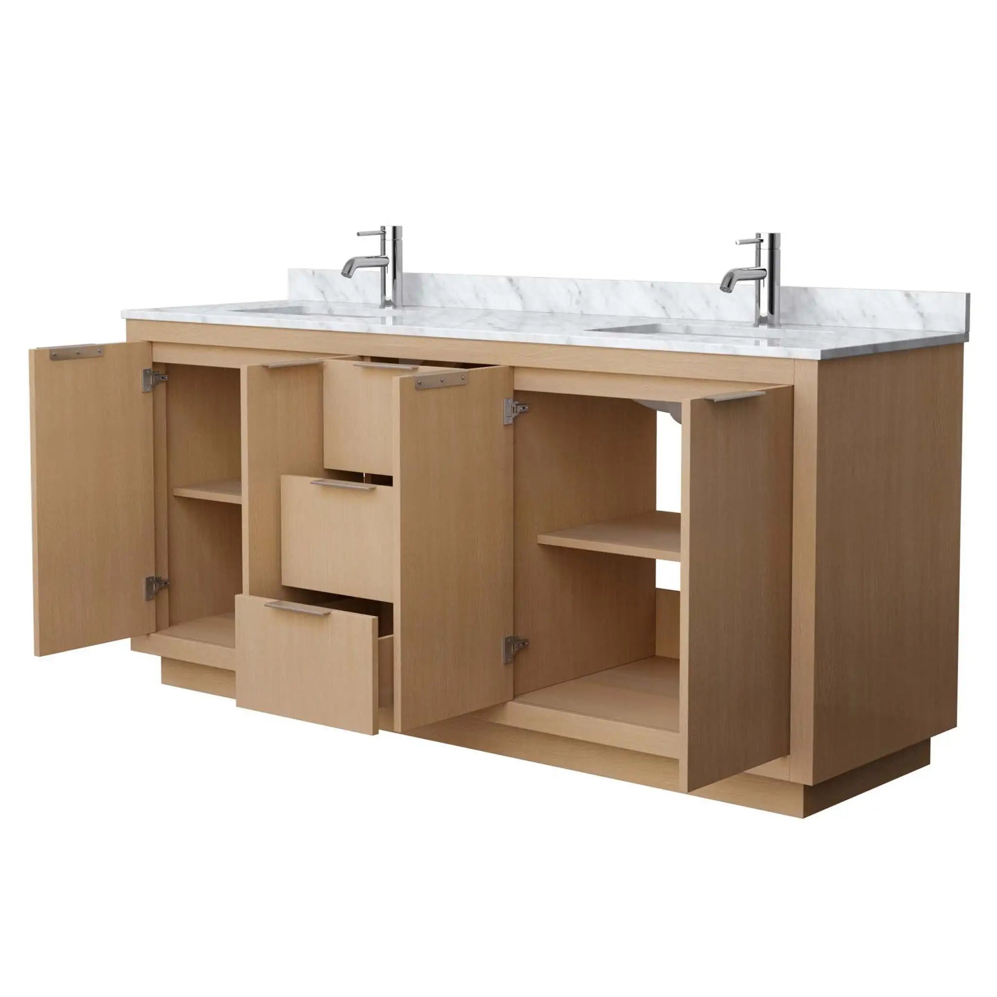 72" Maroni Double Bathroom Vanity in Light Straw with Brushed Nickel Trim by Wyndham