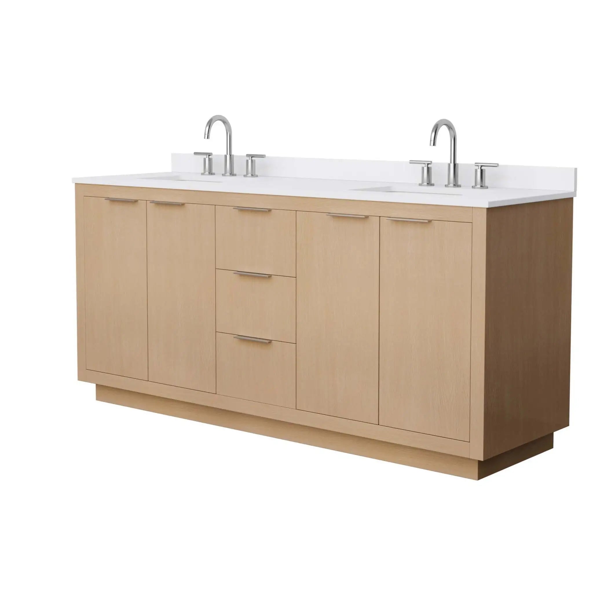 72" Maroni Double Bathroom Vanity in Light Straw with Brushed Nickel Trim by Wyndham