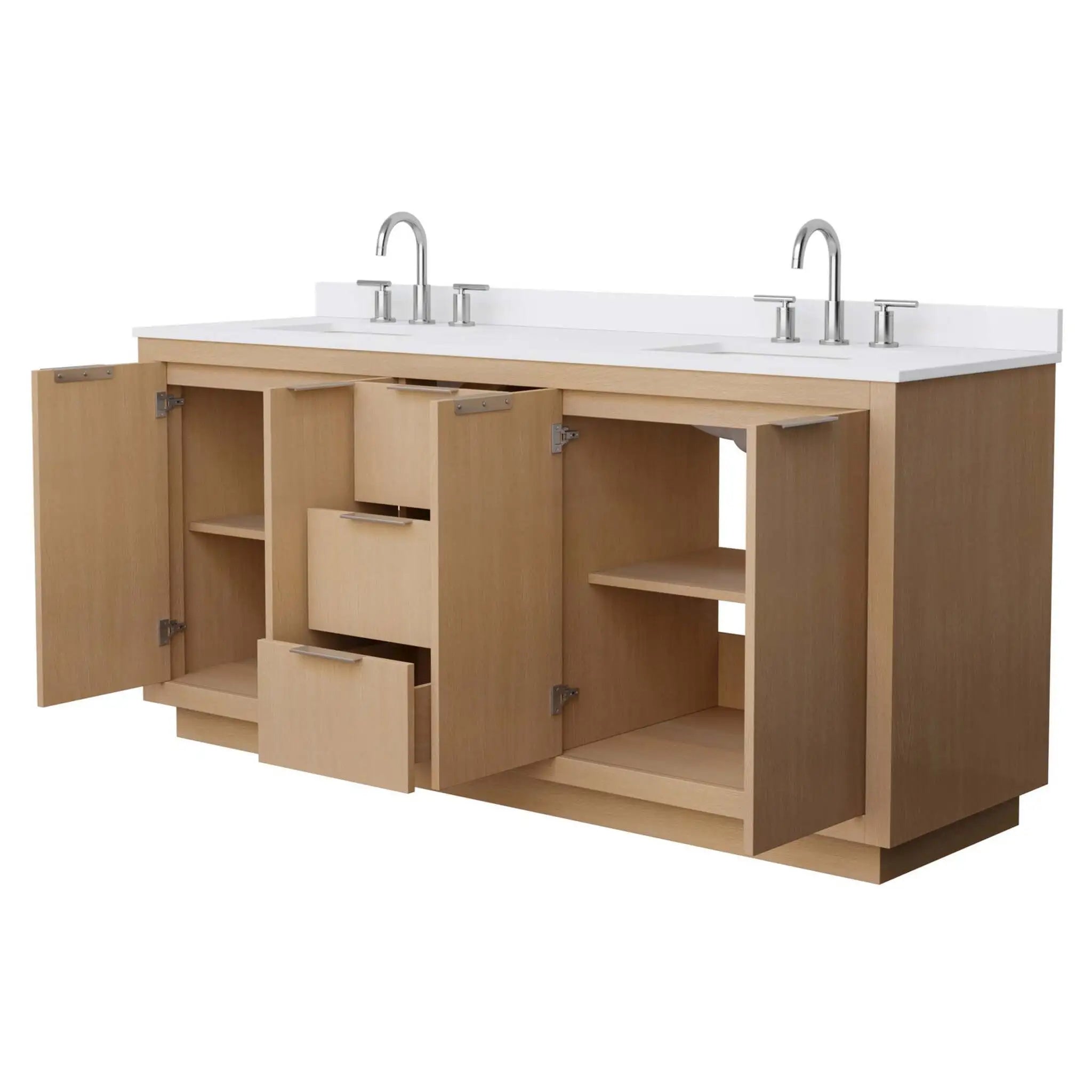 72" Maroni Double Bathroom Vanity in Light Straw with Brushed Nickel Trim by Wyndham