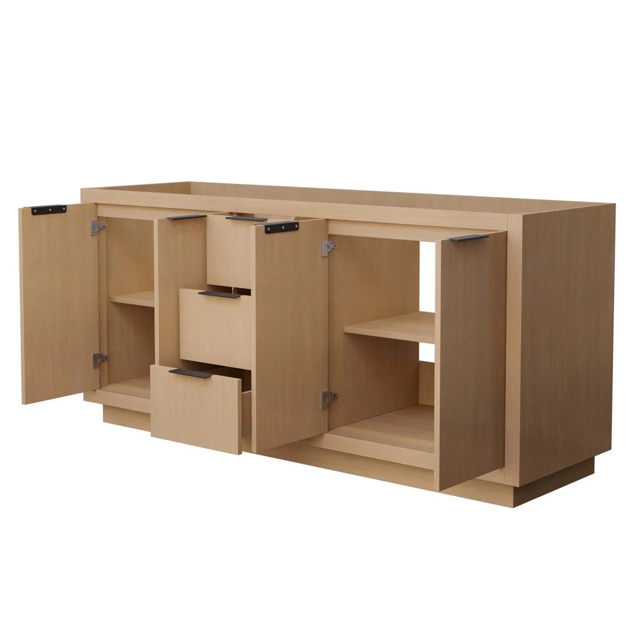 72" Maroni Double Bathroom Vanity in Light Straw with Matte Black Trim by Wyndham