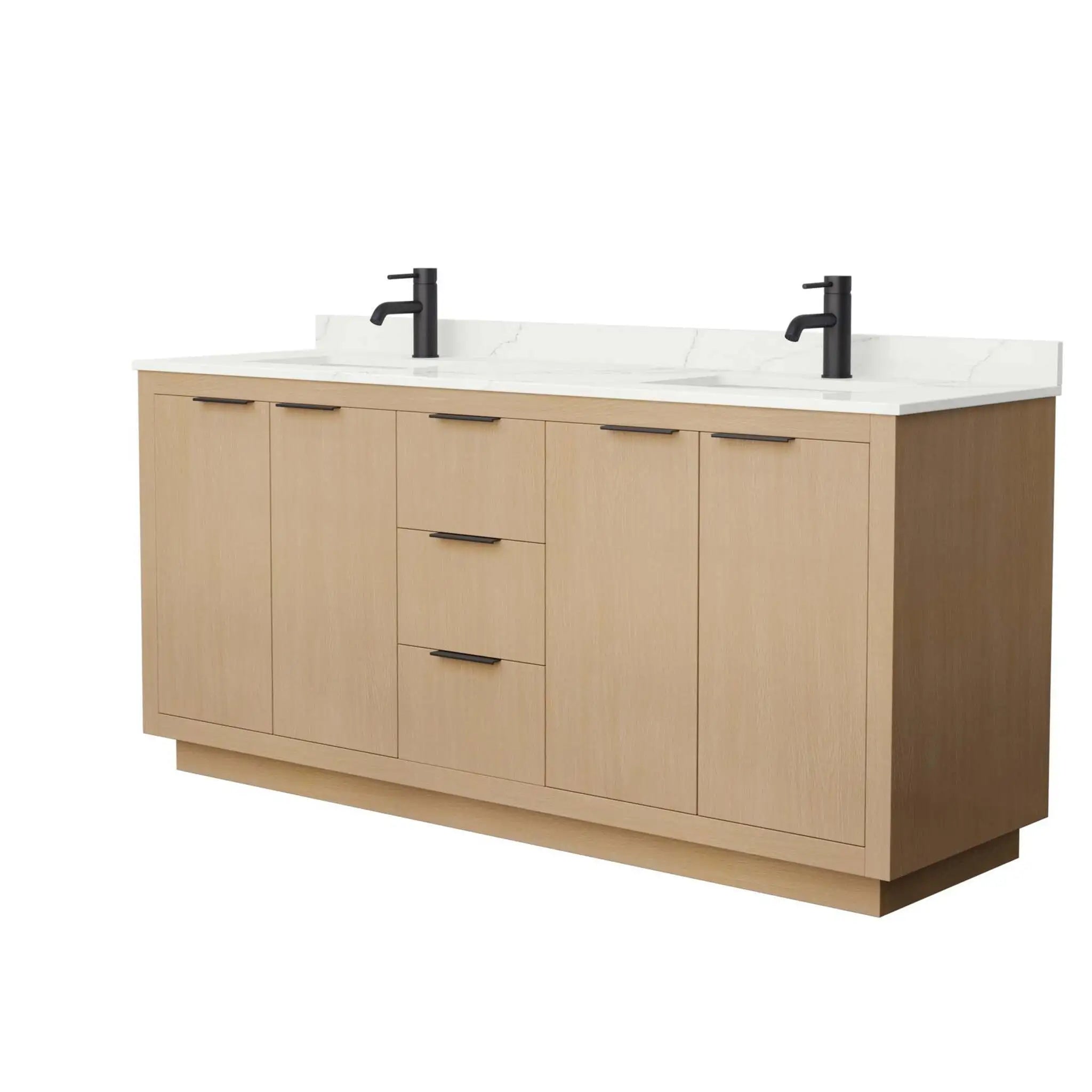 72" Maroni Double Bathroom Vanity in Light Straw with Matte Black Trim by Wyndham