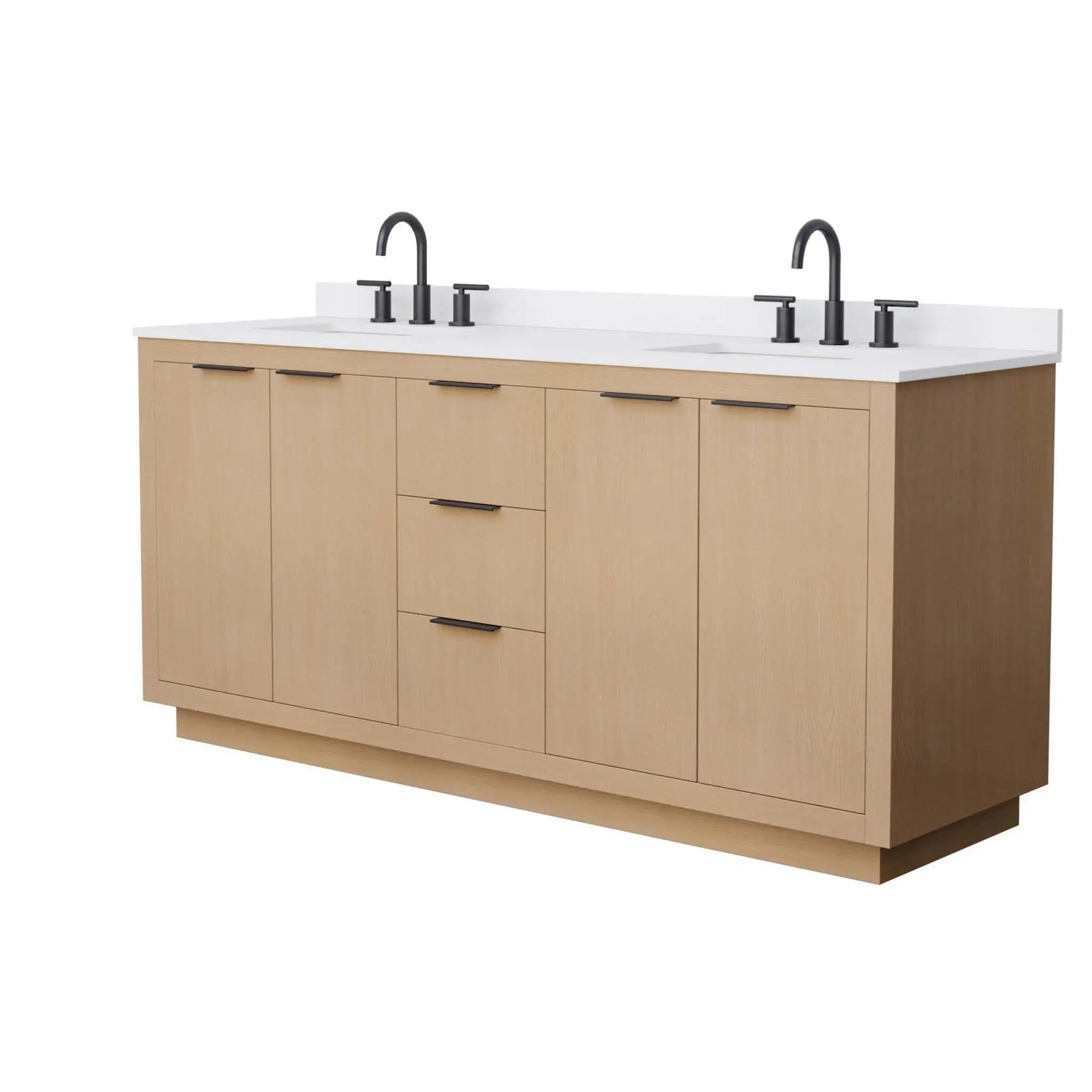 72" Maroni Double Bathroom Vanity in Light Straw with Matte Black Trim by Wyndham